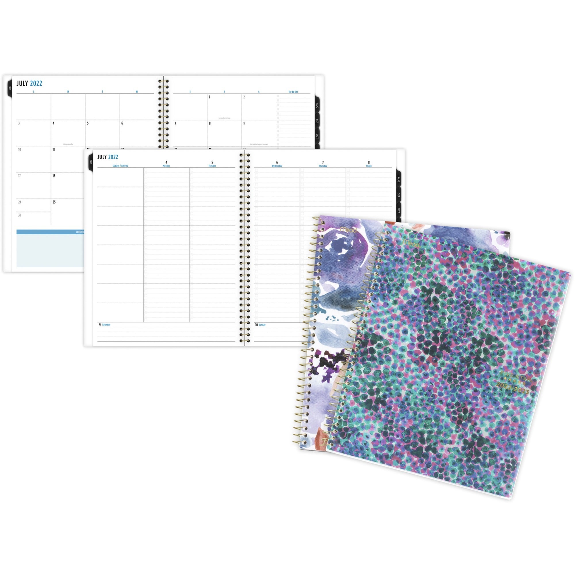 Five Star Artist Touch Planner - Large Size - Academic - Weekly, Monthly - 12 Month - July - June - 1 Week, 1 Month Double Page Layout - 11" x 8 1/2" Sheet Size - Wire Bound - Multi - Poly - Durable Cover, Dated Planning Page, Ruled Daily Block, Tabb - 1