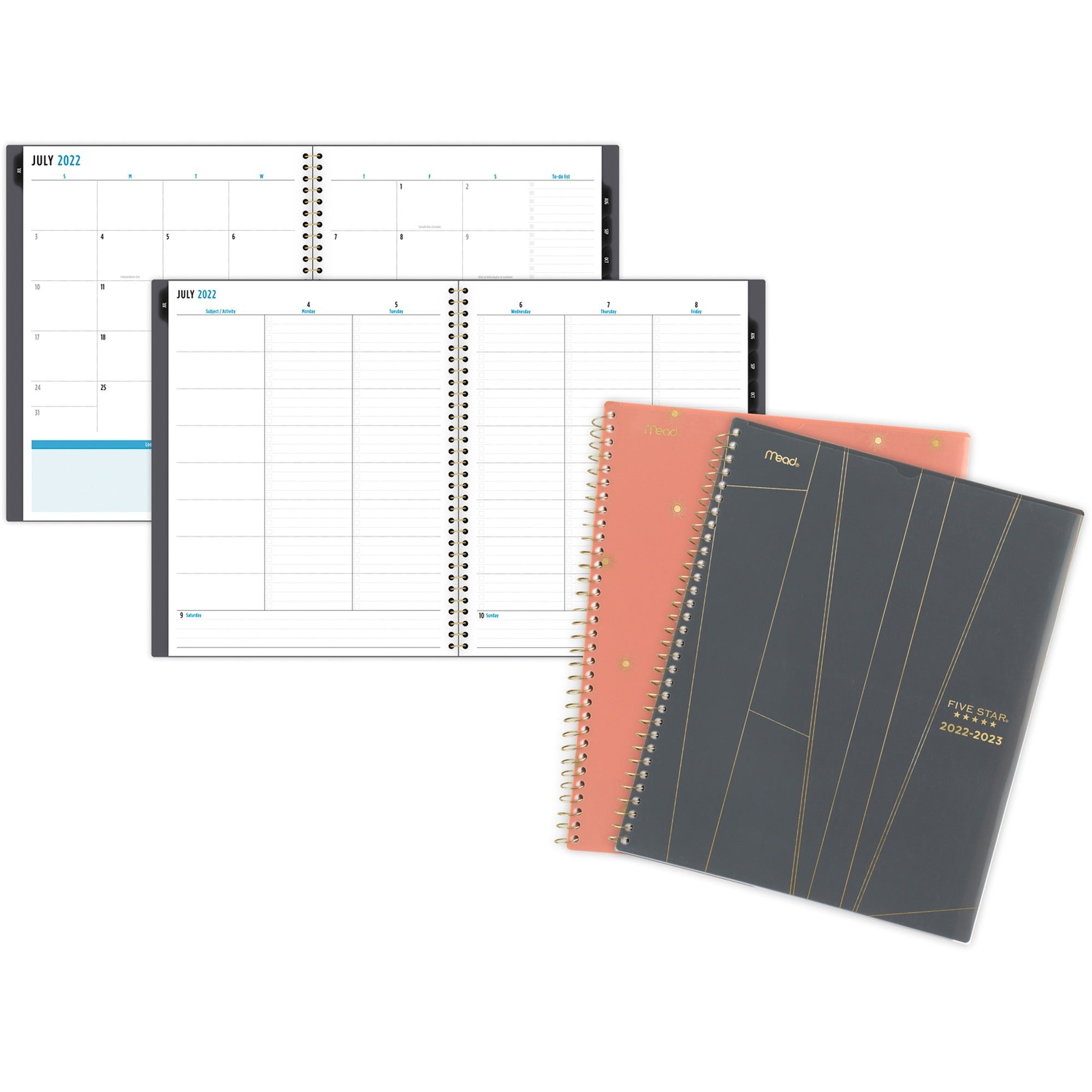 Five Star Style Planner - Large Size - Academic - Weekly, Monthly - 12 Month - July - June - 1 Week, 1 Month Double Page Layout - 11" x 8 1/2" Sheet Size - Wire Bound - Multi - Durable Cover, Dated Planning Page, Tabbed, Reference Calendar, Unruled D - 1