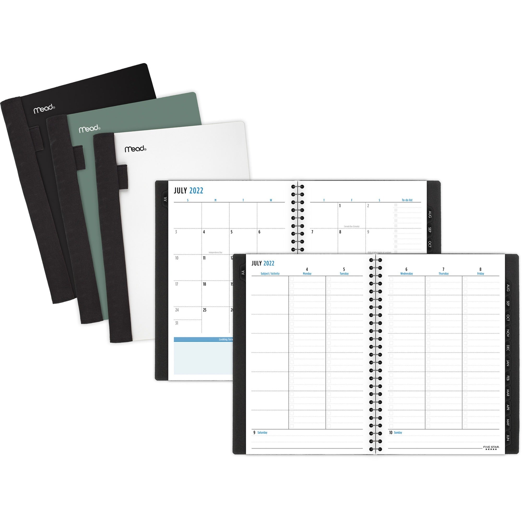 Five Star Advance Academic Planner - Small Size - Academic - Weekly, Monthly - 12 Month - July - June - 1 Week, 1 Month Double Page Layout - 8 1/2" x 5 1/2" Sheet Size - Wire Bound - Multi - Dated Planning Page, Unruled Daily Block, Storage Pocket, R