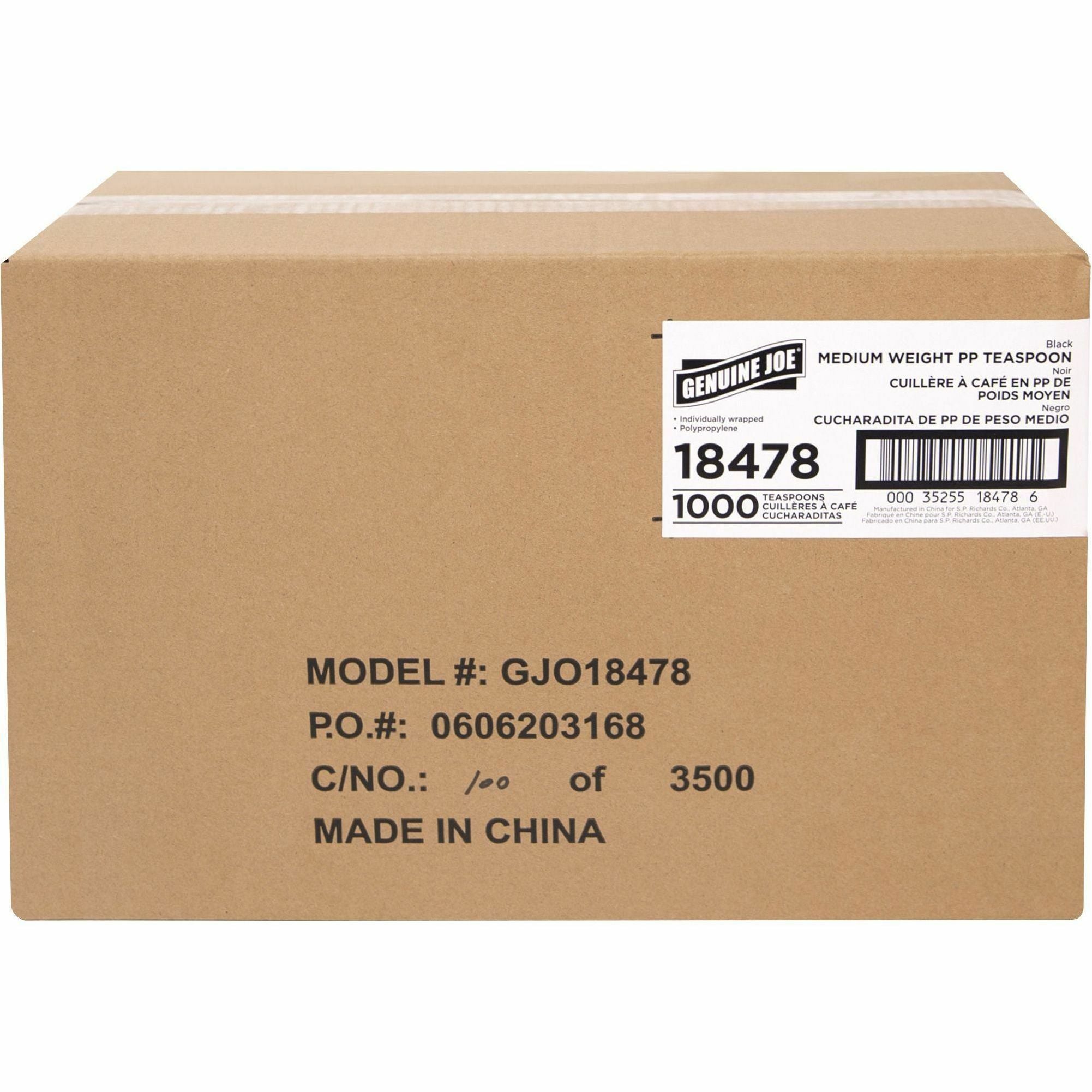 genuine-joe-medium-weight-individually-wrapped-teaspoons-1000-carton-teaspoon-breakroom-disposable-black_gjo18478 - 2