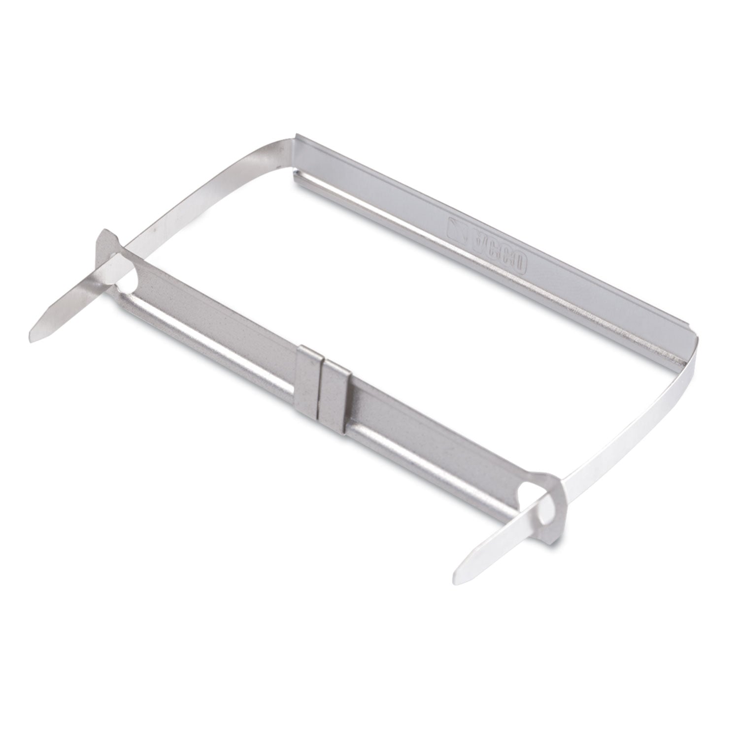 Standard Two-Piece Two-Prong Paper Fastener Base and Compressor Sets, 2" Capacity, 2.75" Center to Center, Silver, 50/Box -