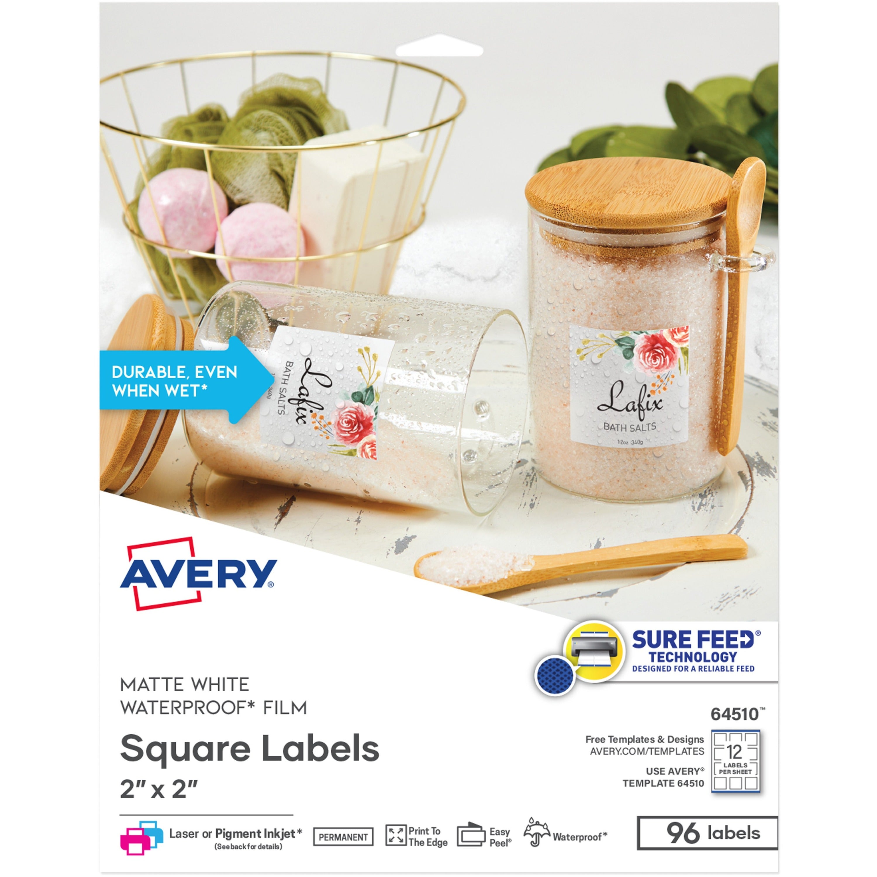 avery-durable-waterproof-labels-2-x-2-square-96-total-waterproof-2-width-x-2-length-permanent-adhesive-square-white-film-12-sheet-8-total-sheets-96-total-labels-8-pack-water-resistant-self-adhesive-oil-resist_ave64510 - 1