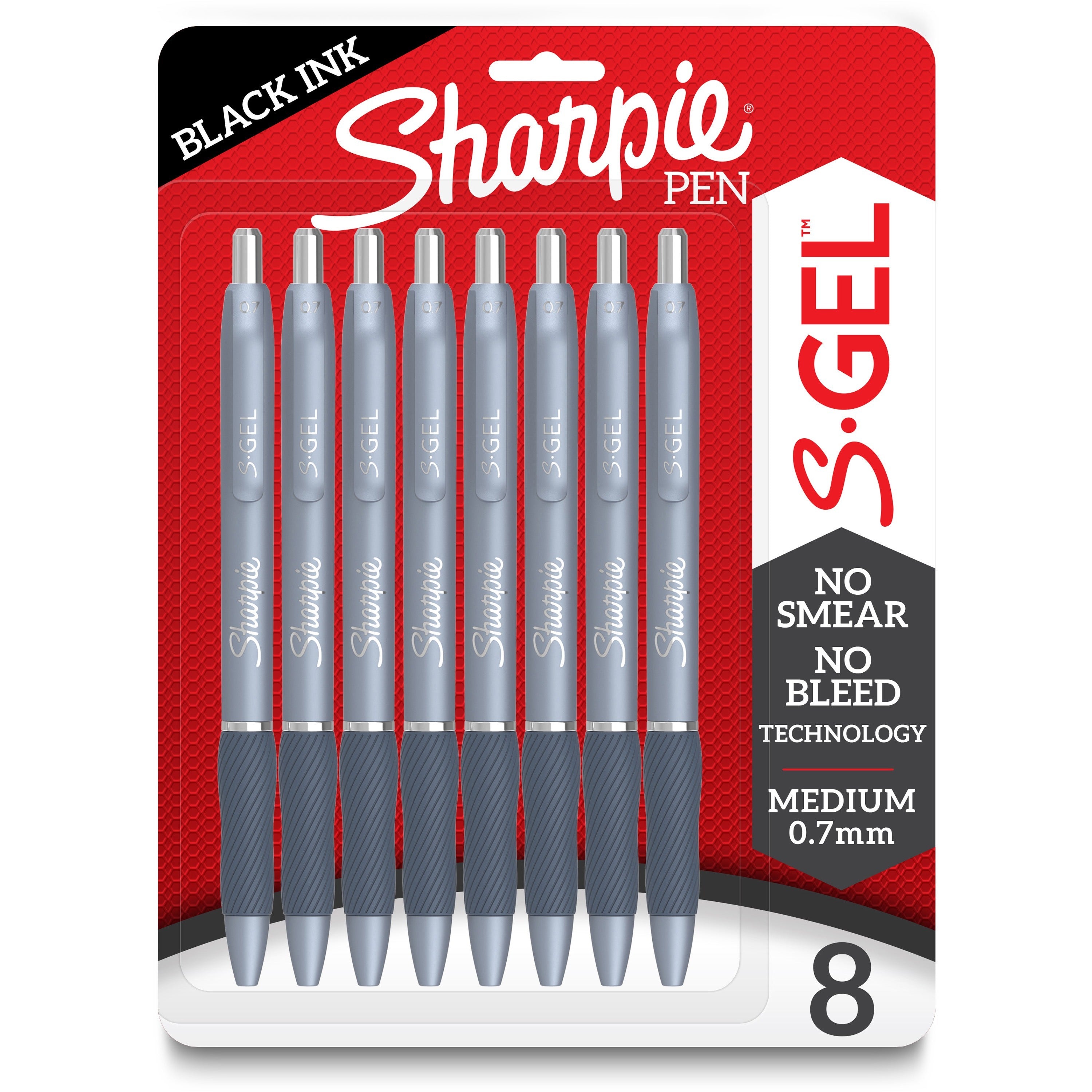 sharpie-s-gel-pens-medium-pen-point-07-mm-pen-point-size-black-gel-based-ink-fashion-blue-metal-barrel-8-pack_san2169764 - 1
