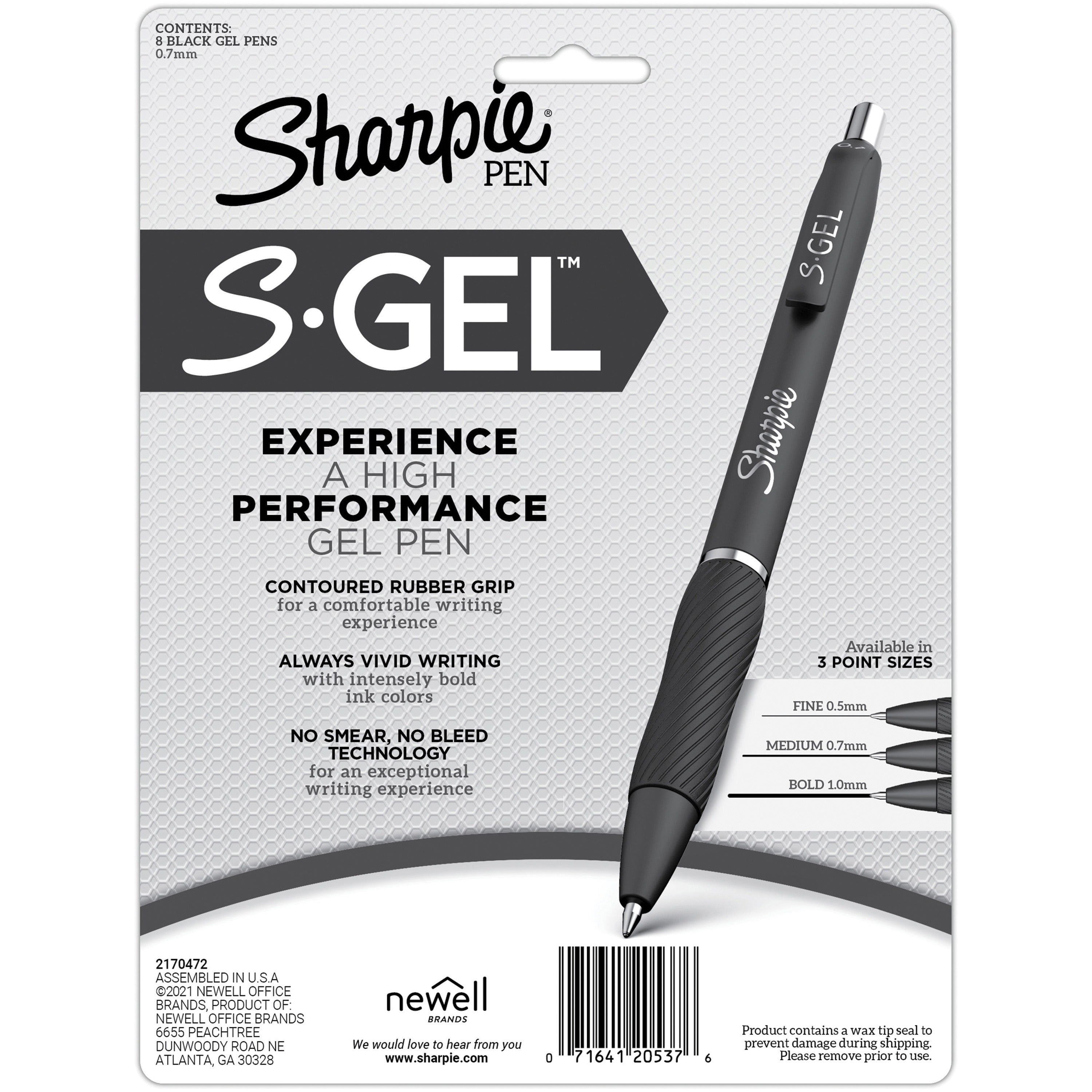 sharpie-s-gel-pens-medium-pen-point-07-mm-pen-point-size-black-gel-based-ink-white-metal-barrel-8-pack_san2169762 - 2