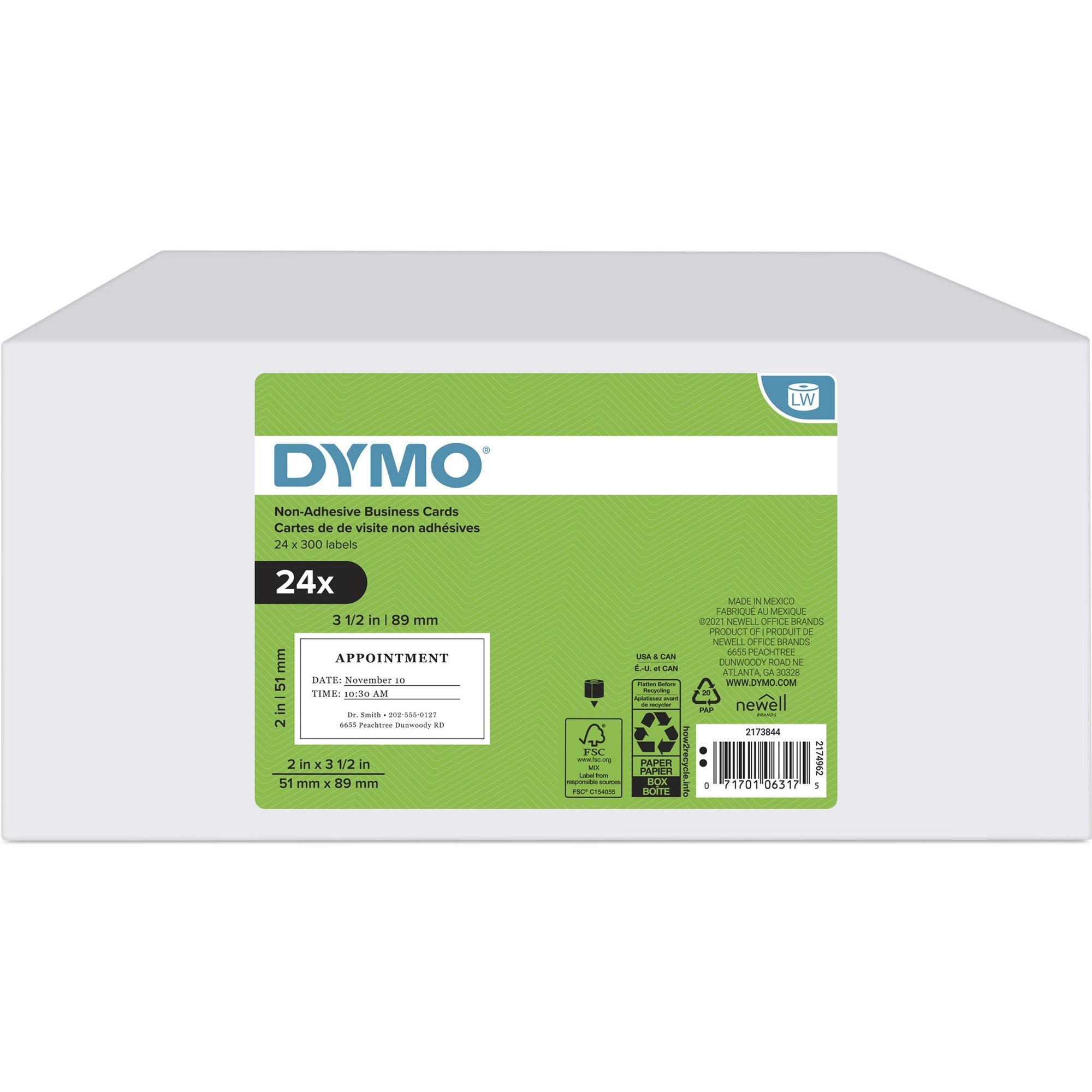 dymo-labelwriter-business-card-label-2-width-x-3-1-2-length-direct-thermal-white-300-roll-24-box-non-adhesive_dym2173844 - 1