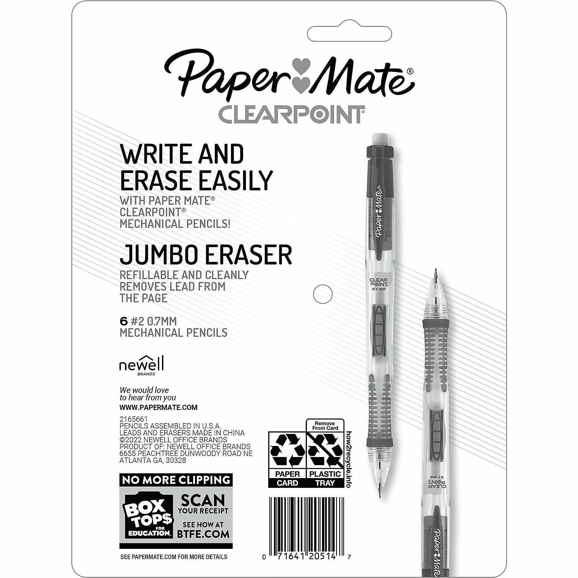 paper-mate-clearpoint-mechanical-pencils-07-mm-lead-diameter-assorted-barrel-6-pack_pap2169674 - 2