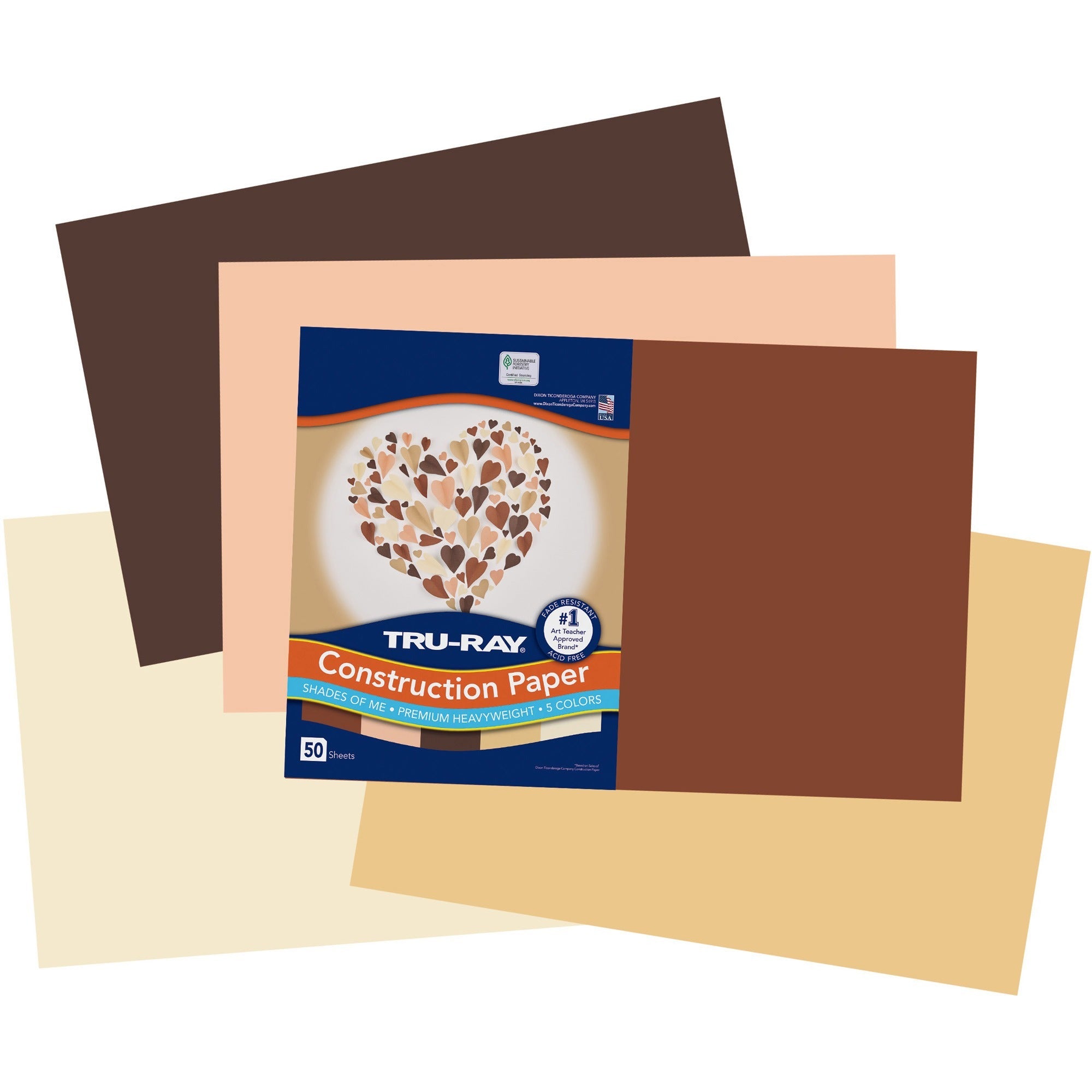 tru-ray-construction-paper-art-project-craft-project-12width-x-18length-76-lb-basis-weight-50-pack-assorted-fiber-sulphite_pacp102950 - 1