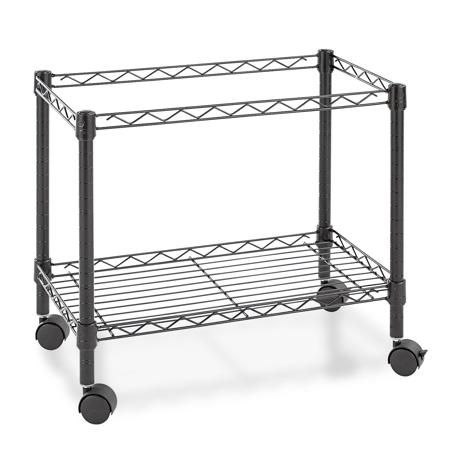One-Tier File Cart for Side-to-Side Filing, Metal, 1 Shelf, 1 Bin, 24" x 14" x 21", Black -