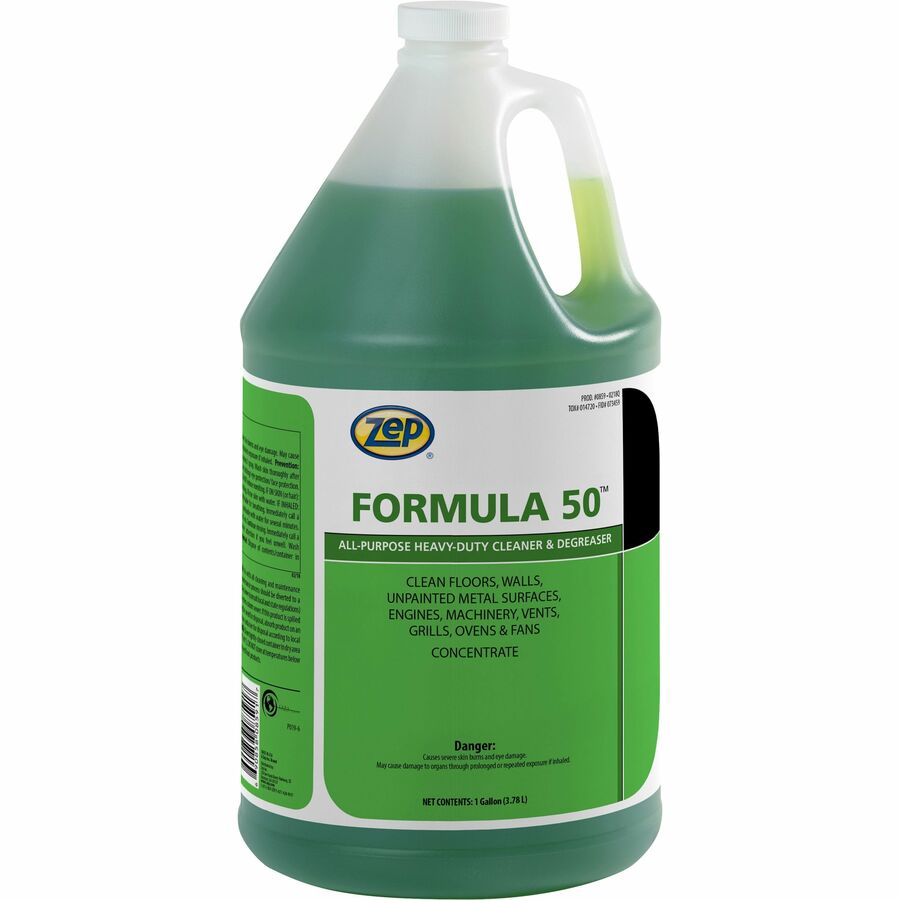 Zep Commercial Formula 50 Heavy-duty Cleaner/Degreaser - 128 fl oz (4 quart) - 4 / Box - Heavy Duty, Water Based, Water Softening, Water Soluble, Petroleum Free, Caustic-free, Phosphate-free, Non-toxic - Blue Green