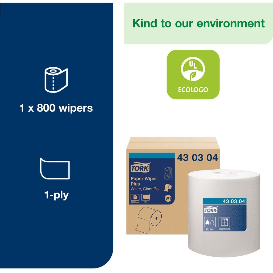 tork-paper-wiper-plus-1-ply-800-sheets-roll-1225-roll-diameter-3-core-white-strong-absorbent-easy-tear-durable-reusable-textured-lint-free-streak-free-for-multipurpose-1-carton_trk430304 - 2