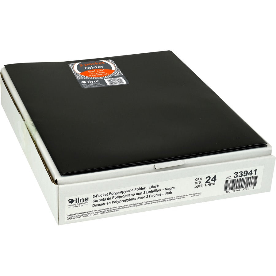 c-line-cli-33941-letter-portfolio-8-1-2-x-11-75-sheet-capacity-3-pockets-polypropylene-black-24-box_cli33941 - 2