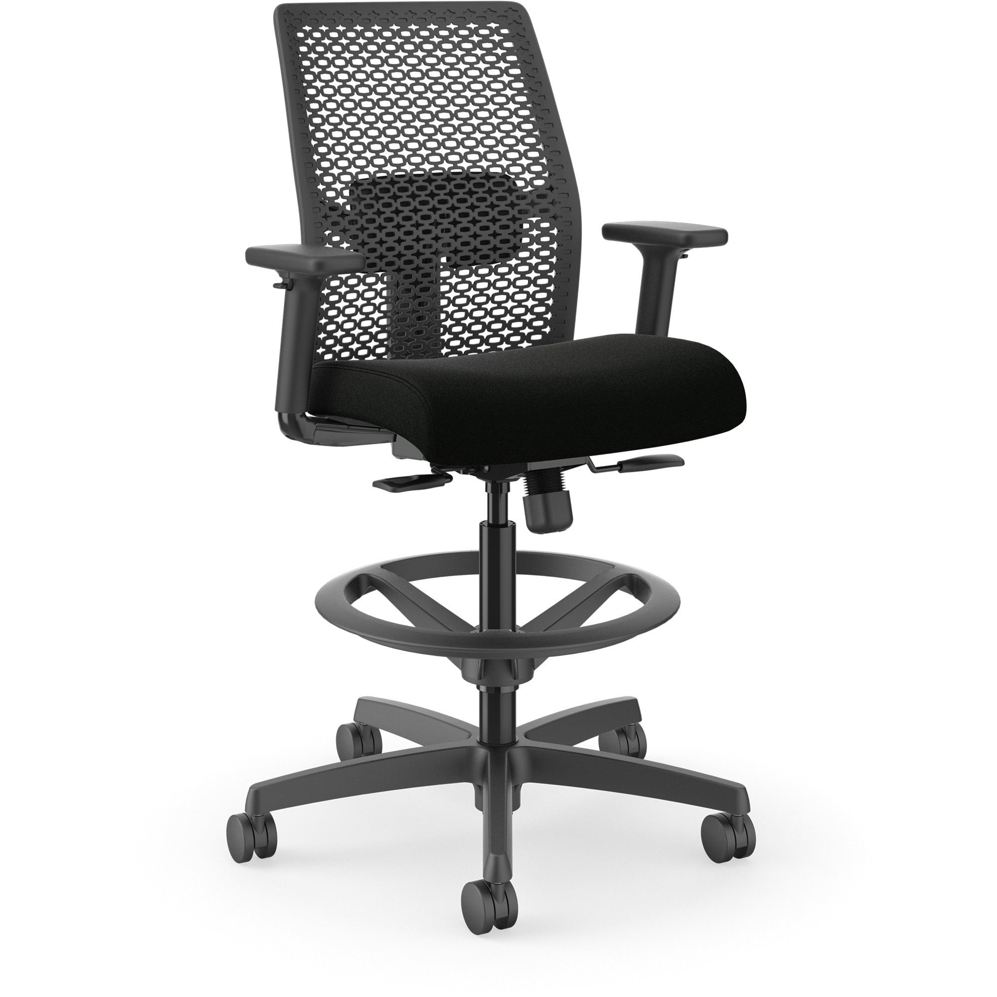 hon-ignition-reactiv-low-back-task-stool-black-foam-seat-black-frame-low-back-5-star-base-armrest-1-each_honi1ra1a0u10at - 1