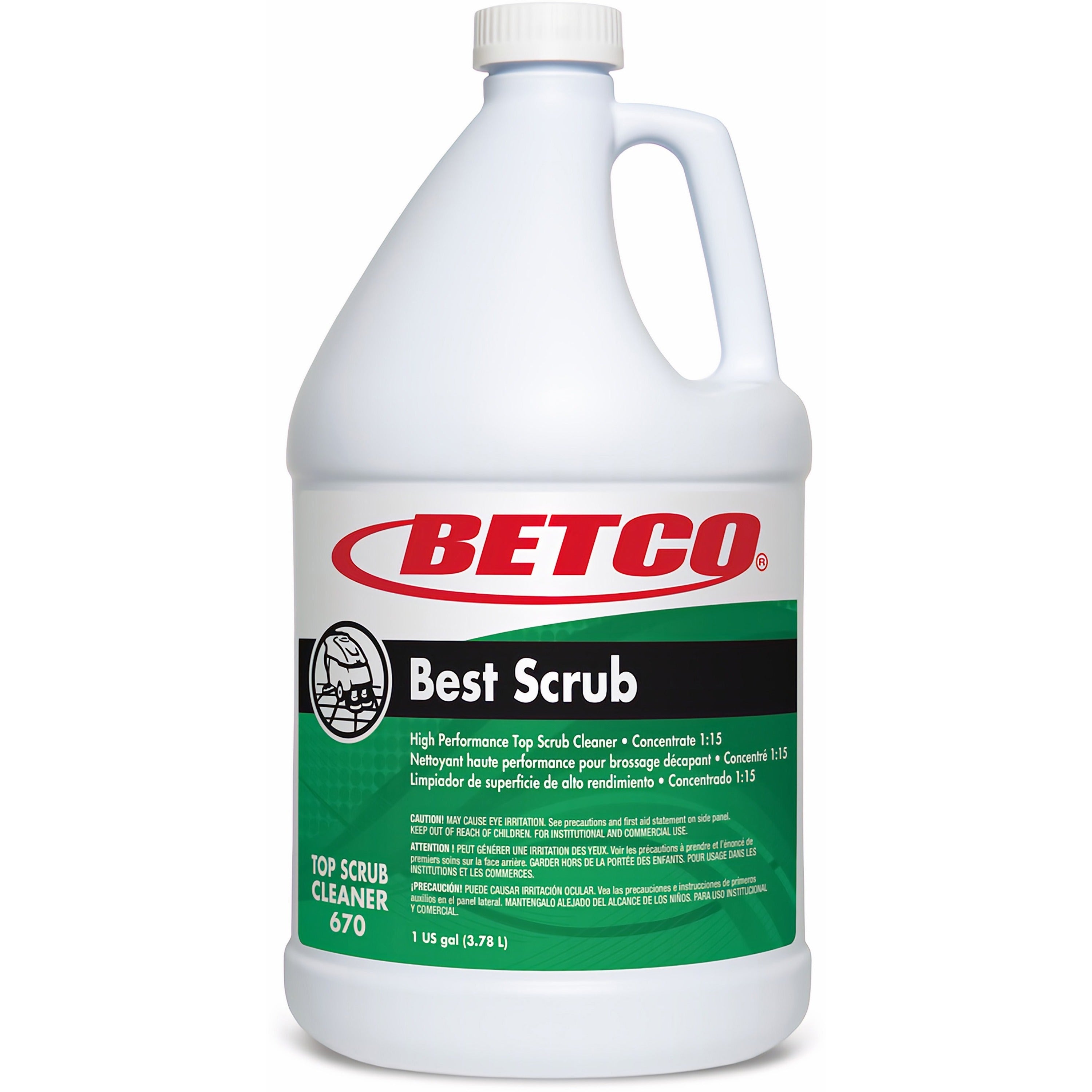 Betco Best Scrub Floor Cleaner - 128 fl oz (4 quart) - 4 / Carton - Residue-free, Pleasant Scent, Odor-free, Low Foaming, Water Soluble - Green