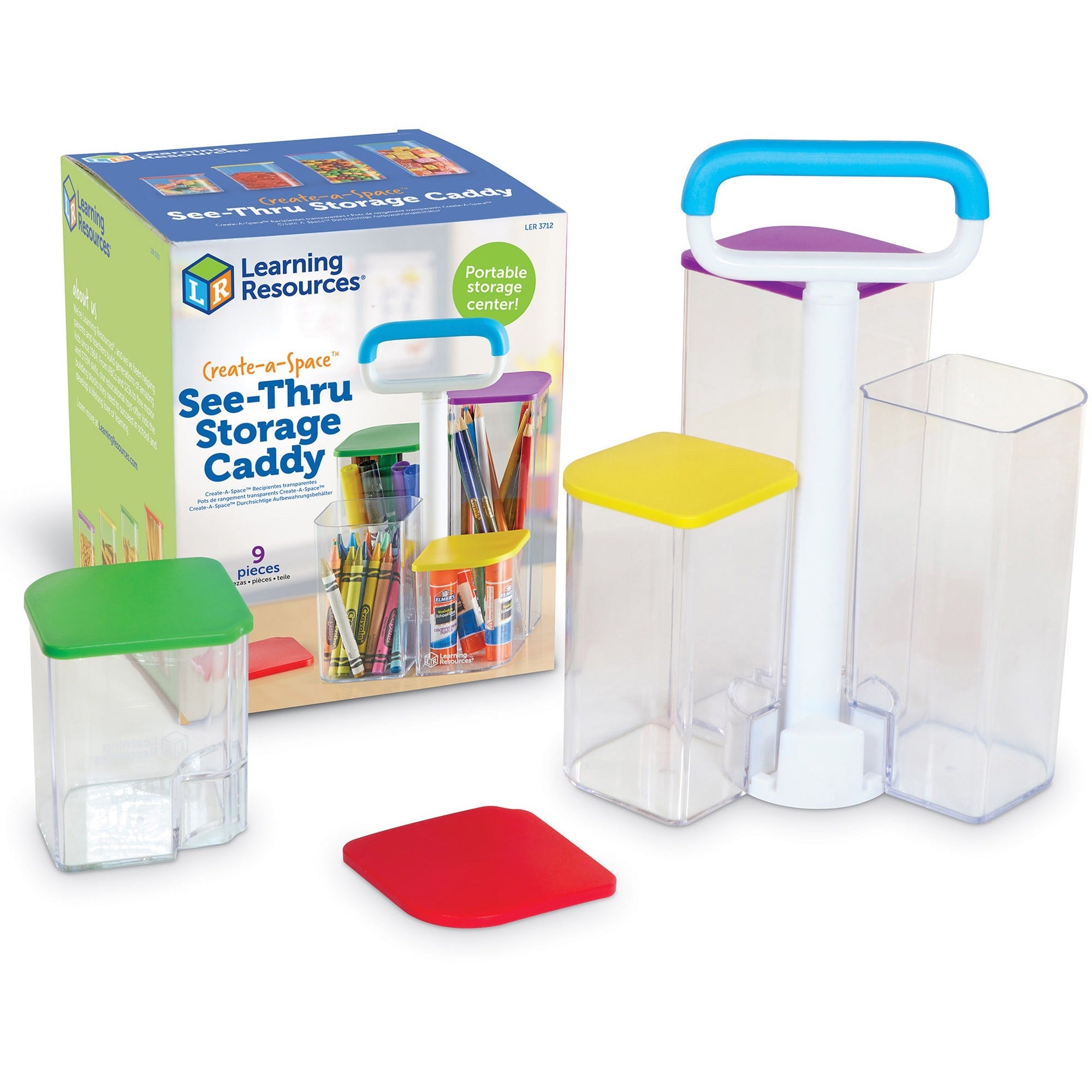 Learning Resources Create-a-Space SeeThru Storage Caddy - Lid - Multicolor - 1 Each