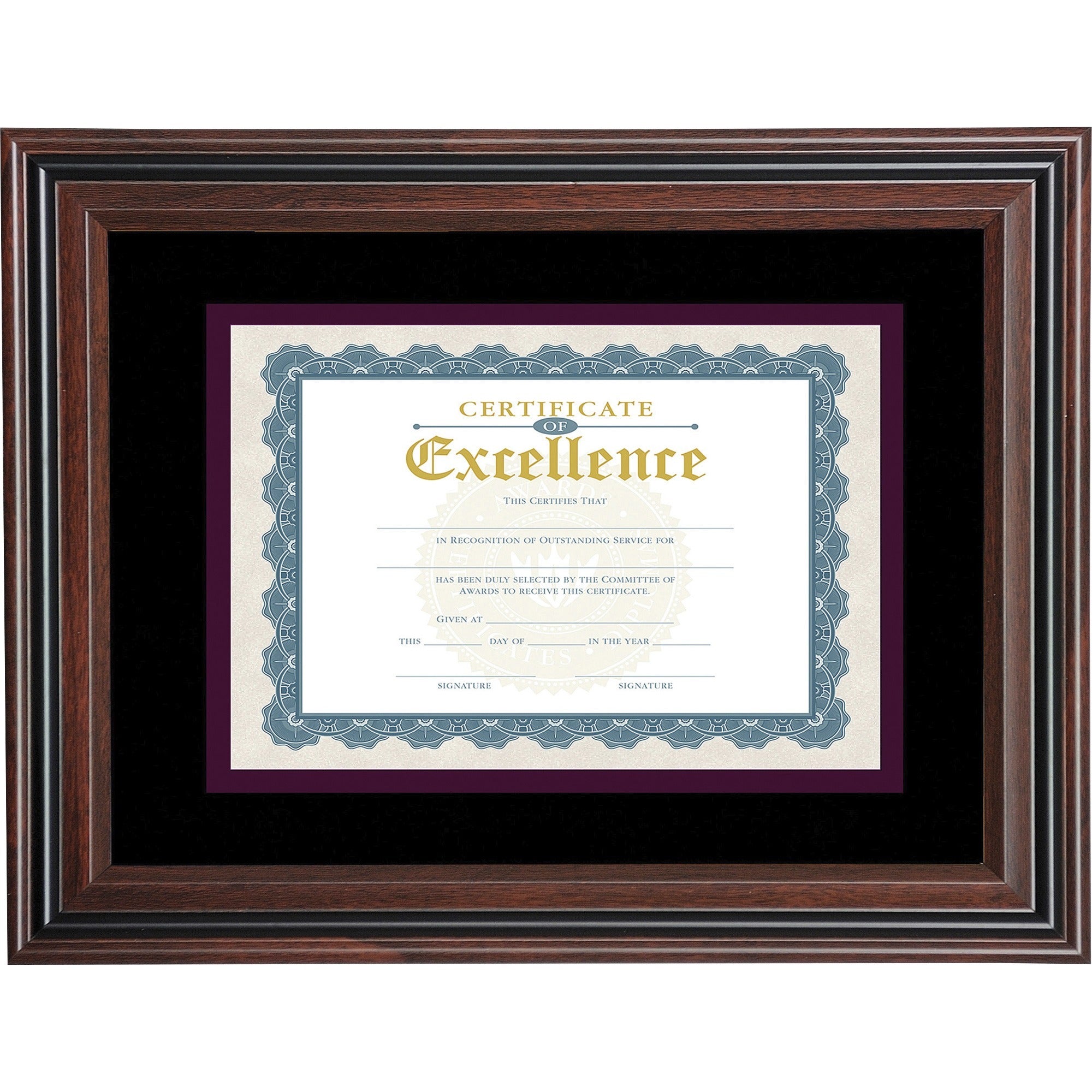 Advantus Double Matted Certificate Frame - 11" x 14" Frame Size - Vertical, Horizontal - Double Mat, Dust Resistant, Debris Resistant - 1 Each - Rosewood