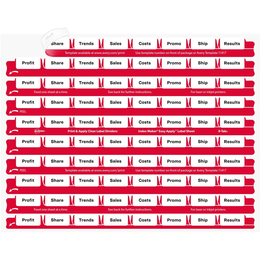 avery-8-tab-easy-print-&-apply-clear-label-sheet-refills-11226-inkjet-laser-clear-plastic-3-total-sheets-30-pack_ave11226 - 2