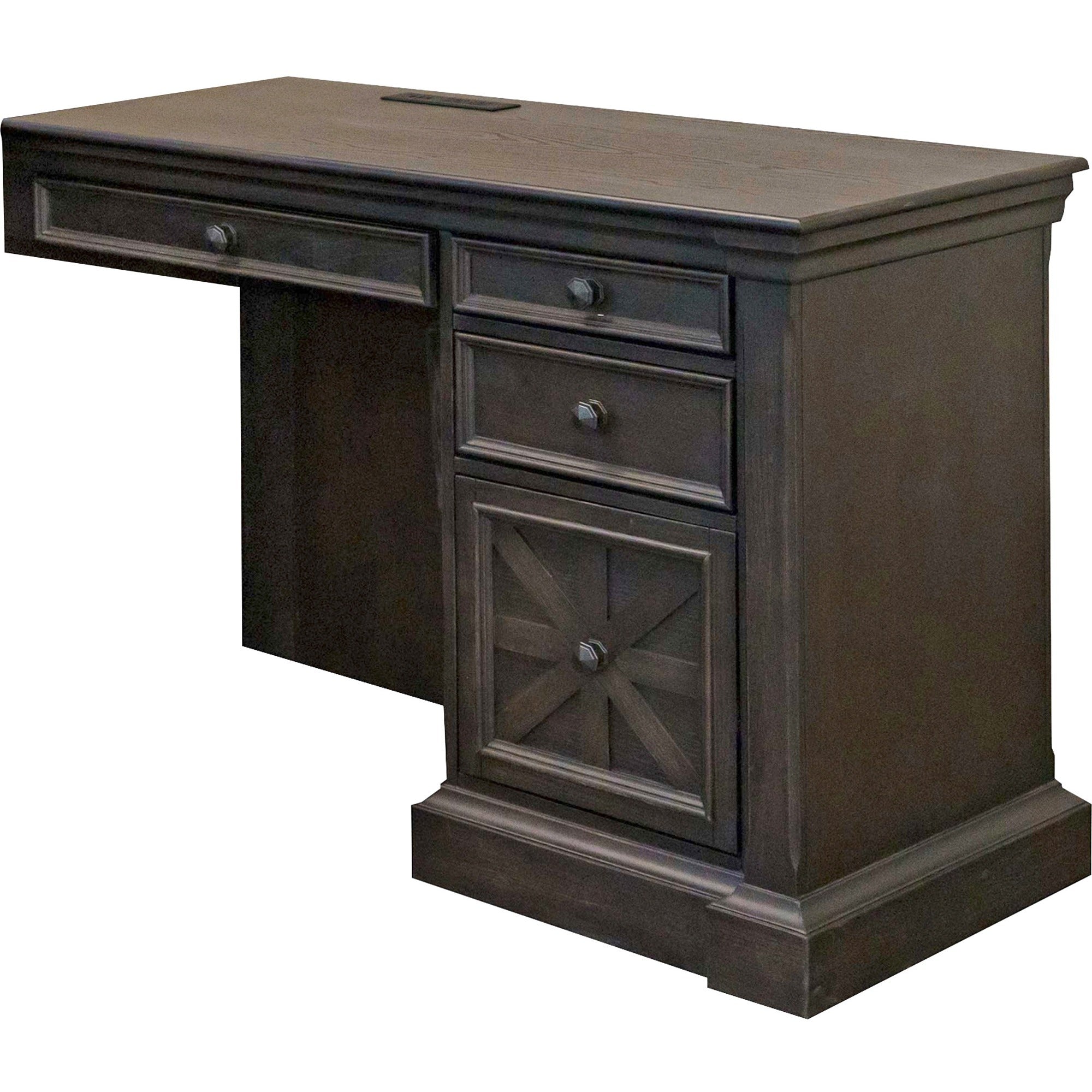Martin Kingston Return with Pedestal Box 2 of 2 - 44" x 21"30" - 4 x Utility, File Drawer(s) - Material: Wood - Finish: Dark Chocolate, Rub Through