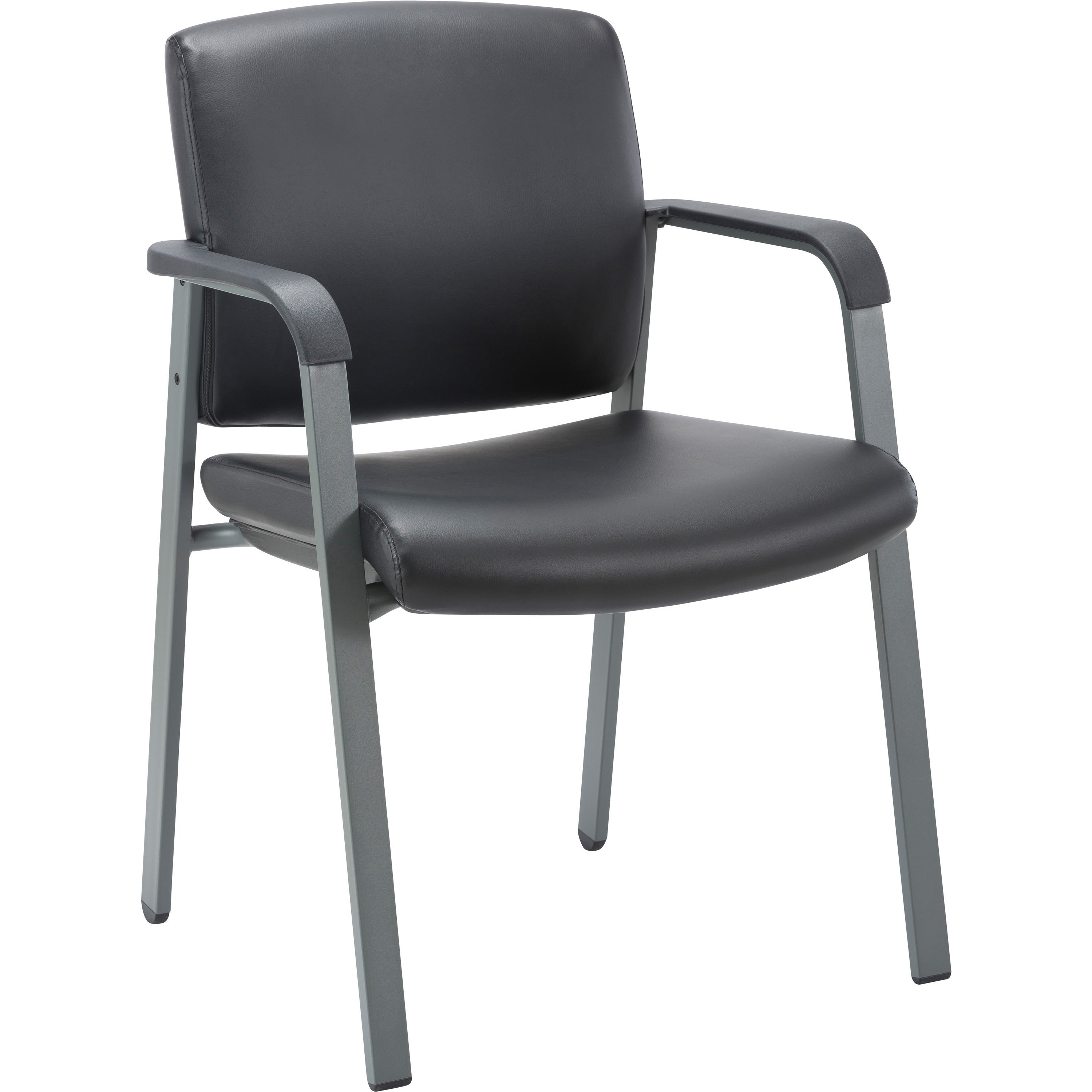 lorell-healthcare-upholstery-guest-chair-steel-frame-square-base-black-vinyl-armrest-1-each_llr30950 - 1