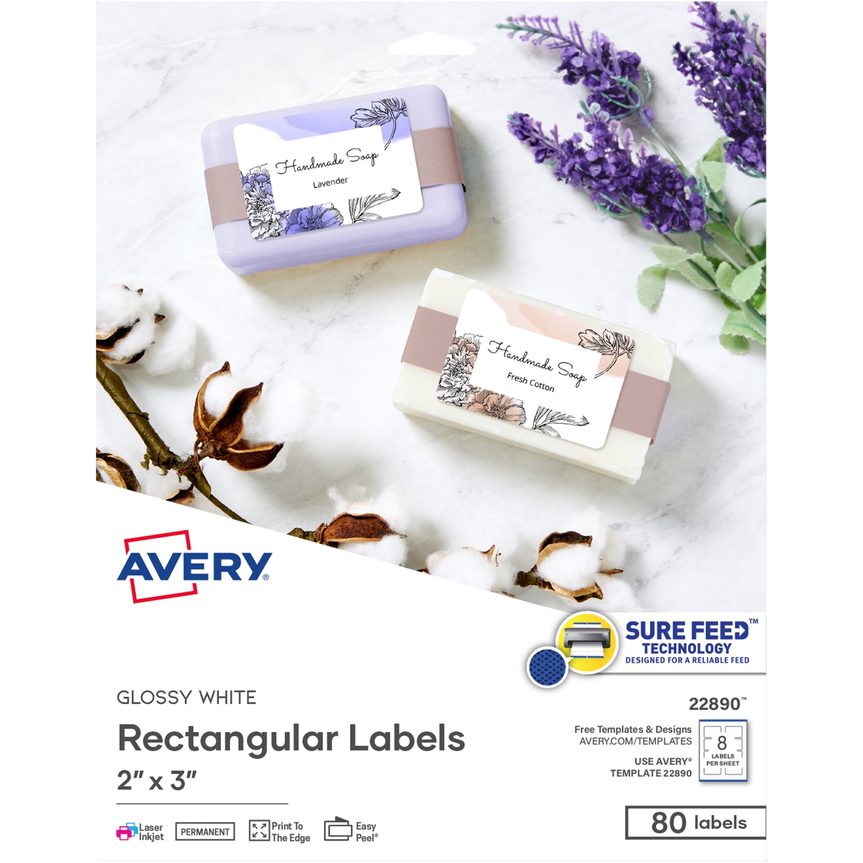 avery-glossy-white-labels-2-x-3--80-labels-22890-2-height-x-3-width-permanent-adhesive-rectangle-gloss-white-8-sheet-80-pack-jam-free-stick-&-stay-smudge-proof-foldable_ave22890 - 1