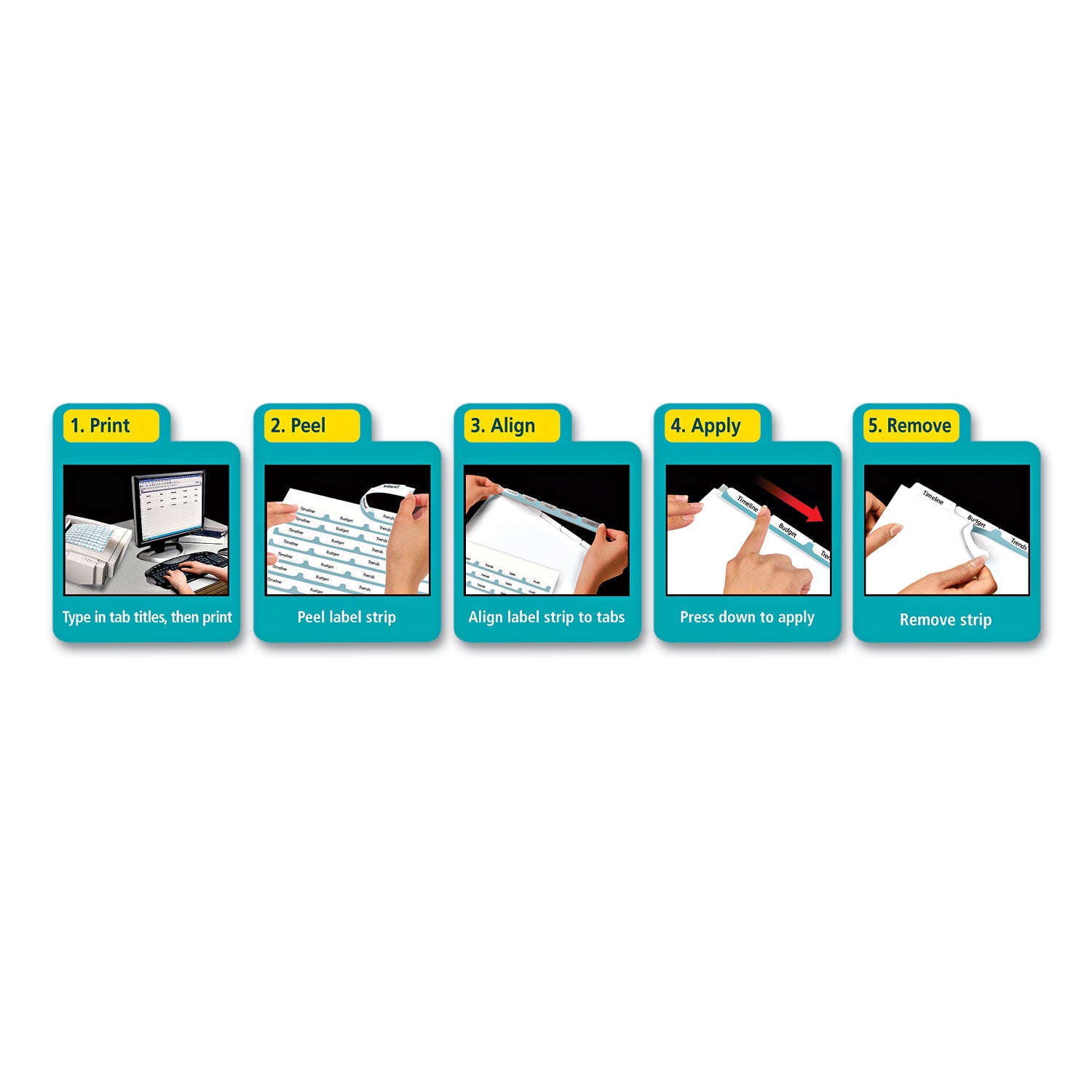 Index Maker EcoFriendly Print and Apply Clear Label Dividers with White Tabs, 5-Tab, 11 x 8.5, White, 5 Sets -