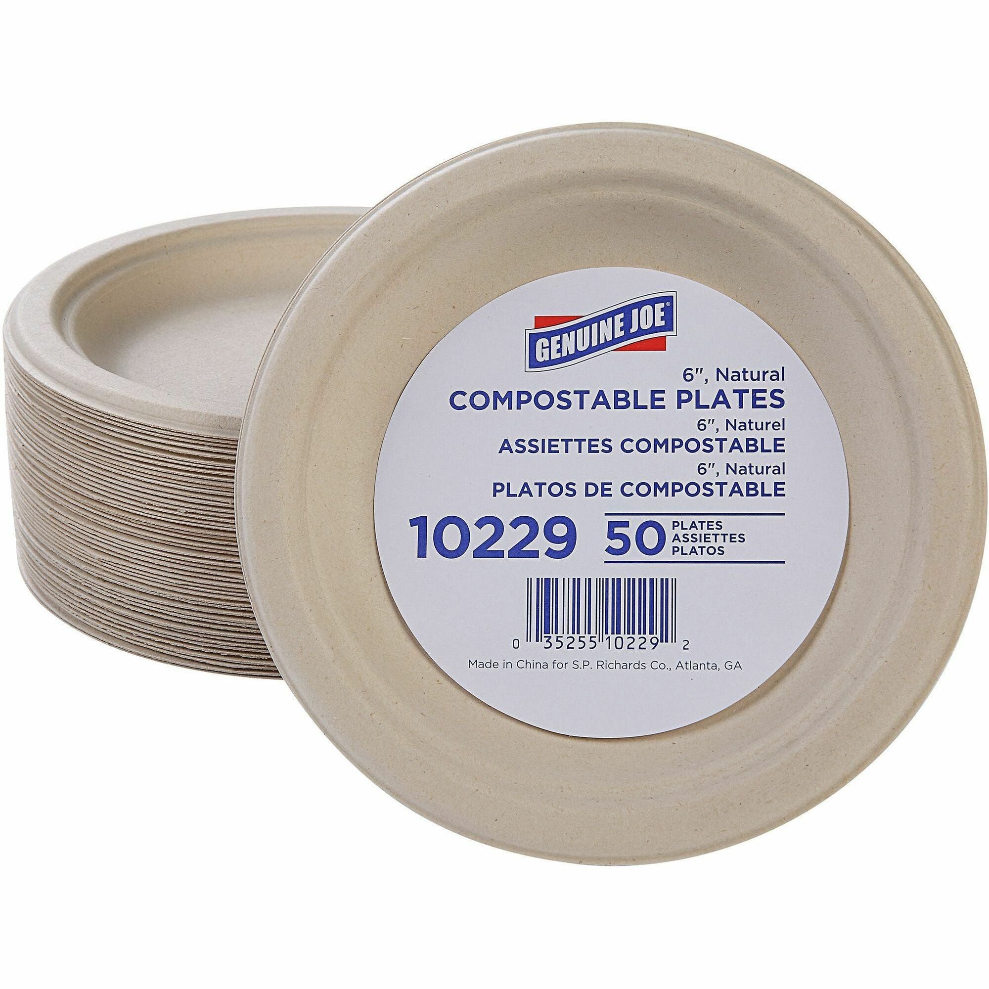 genuine-joe-6-compostable-plates-breakroom-office-disposable-white-natural-sugarcane-body-50-pack_gjo10229 - 1