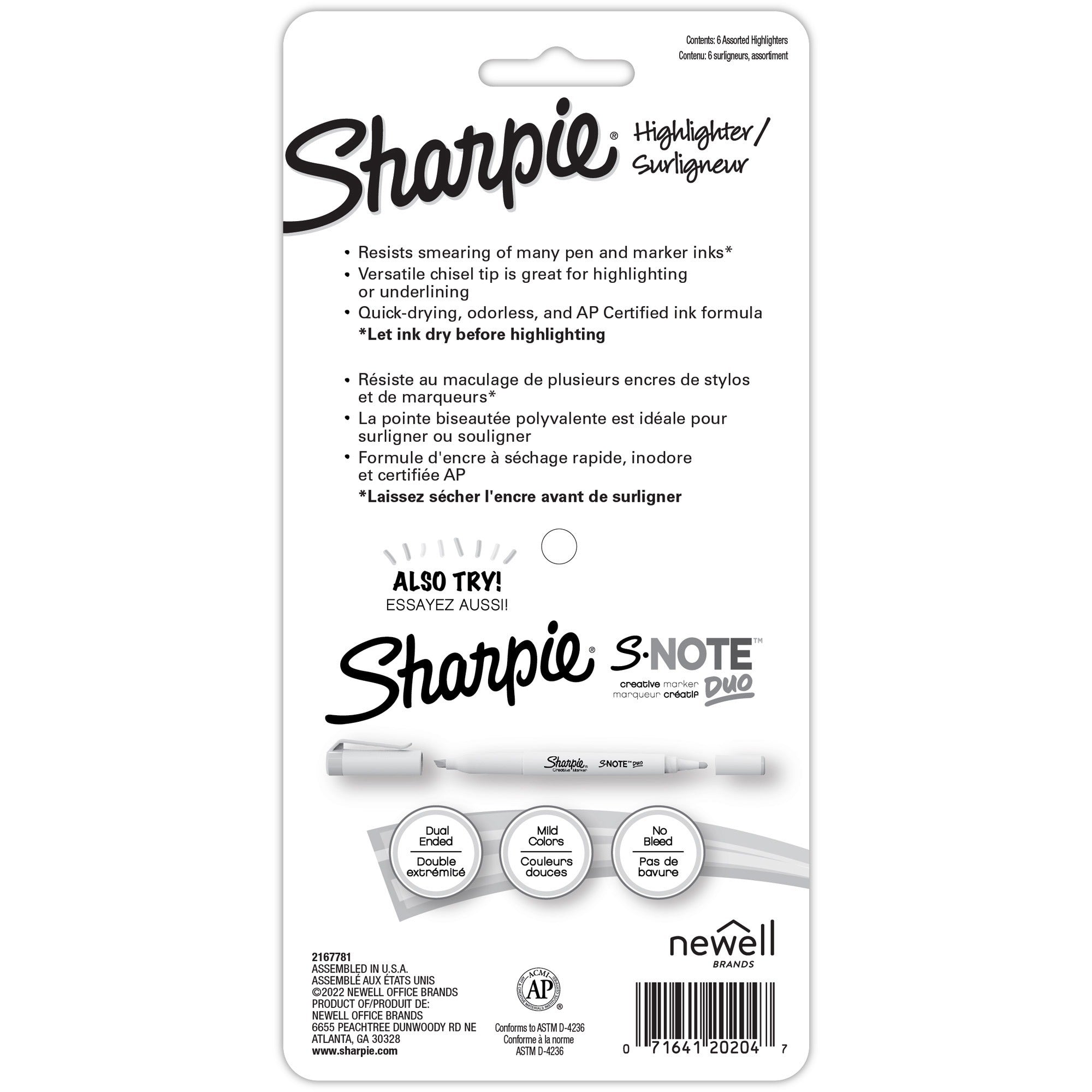 sharpie-accent-highlighters-w-smear-guard-chisel-marker-point-style-assorted-6-pack_san2157486 - 2