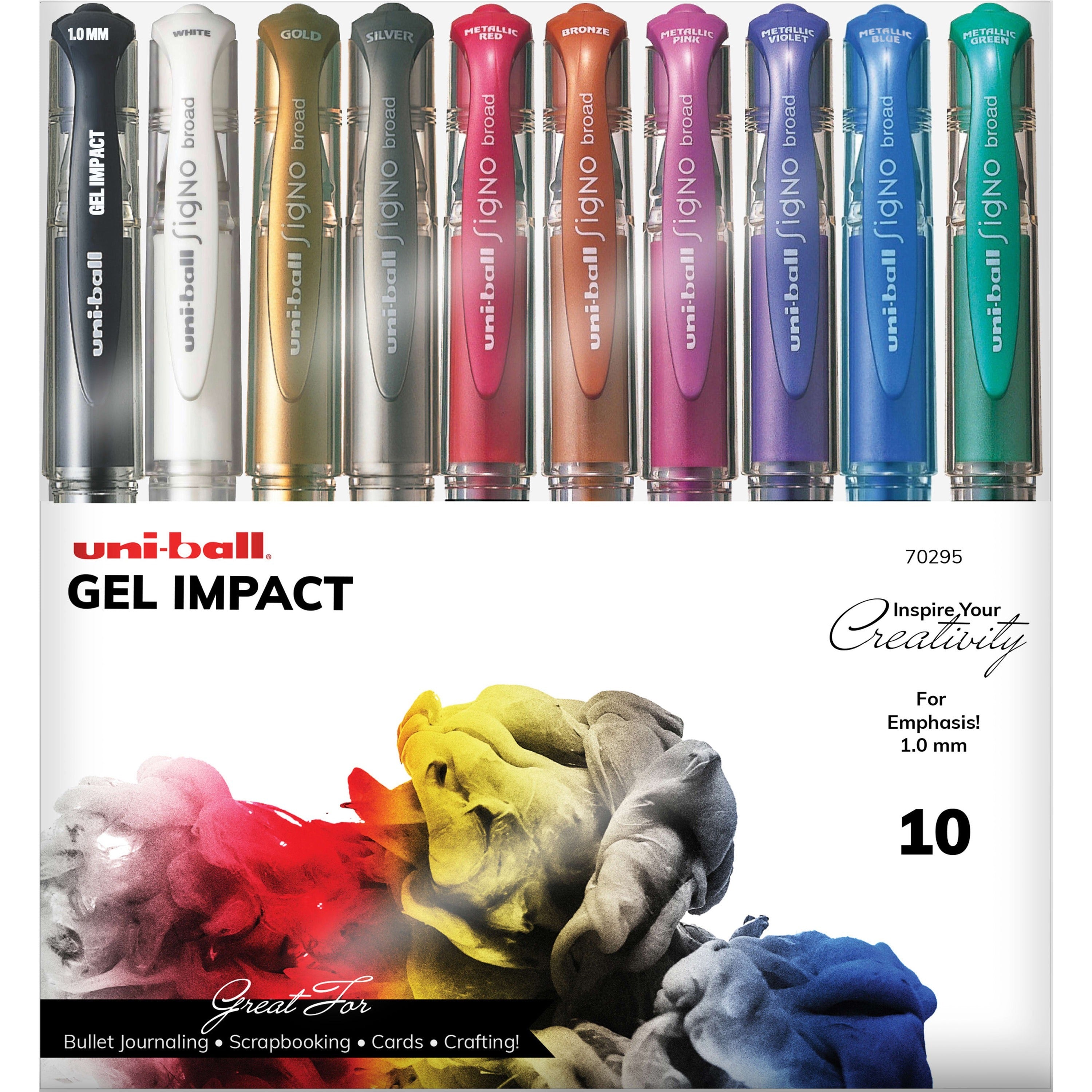 uniball-gel-impact-metallic-ink-pen-bold-pen-point-1-mm-pen-point-size-assorted-gel-based-ink-10-pack_ubc70295 - 1