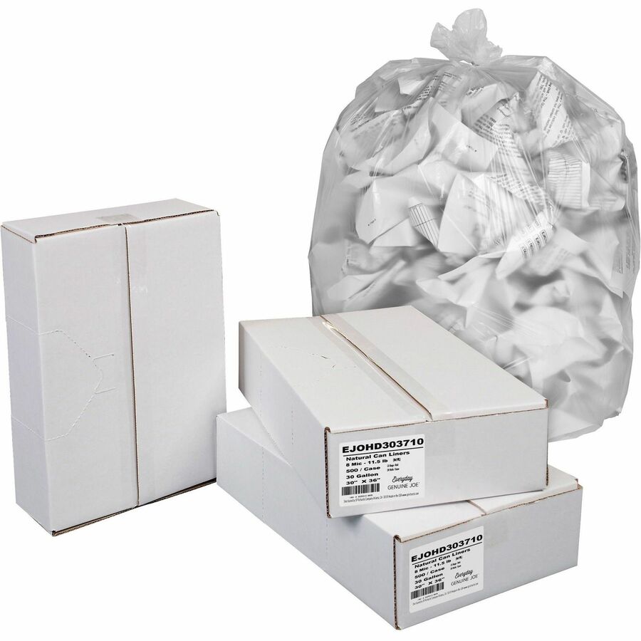 everyday-genuine-joe-high-density-can-liners-30-gal-capacity-30-width-x-36-length-031-mil-8-micron-thickness-high-density-clear-resin-500-carton-office-waste-receptacle_ejohd303710 - 2