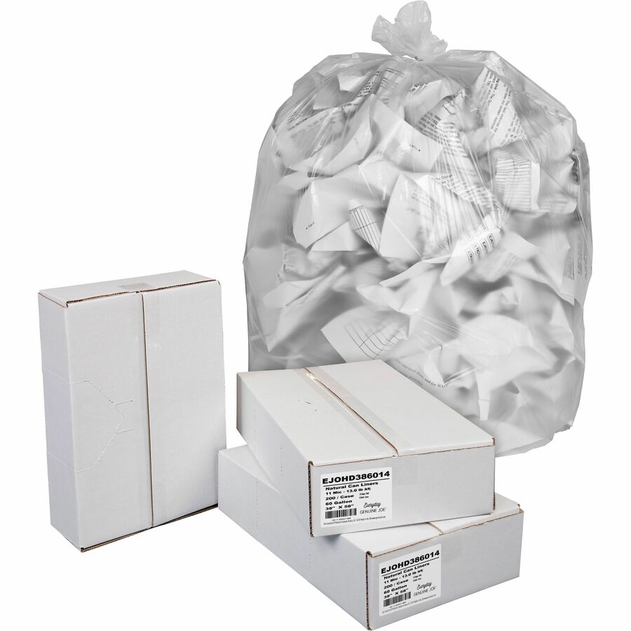 everyday-genuine-joe-high-density-can-liners-60-gal-capacity-38-width-x-58-length-043-mil-11-micron-thickness-high-density-clear-resin-200-carton-office-waste-receptacle_ejohd386014 - 2