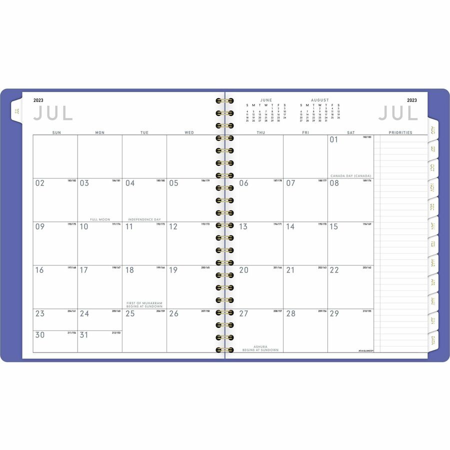 At-A-Glance Contemporary Academic Appointment Planner - Large Size - Academic/Professional - Julian Dates - Weekly, Monthly - 12 Month - July 2023 - June 2024 - 8:00 AM to 5:30 PM - Half-hourly - Monday - Friday - 1 Week, 1 Month Double Page Layout - - 3