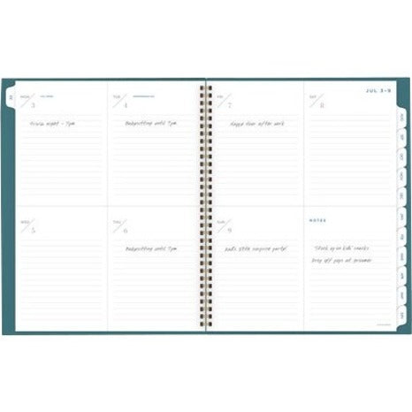 At-A-Glance Signature Collection Academic Planner - Large Size - Academic/Professional - Weekly, Monthly - 12 Month - July 2023 - June 2024 - 1 Week, 1 Month Double Page Layout - 8 1/2" x 11" White Sheet - Twin Wire - Teal, Blue - Polypropylene, Pape - 2