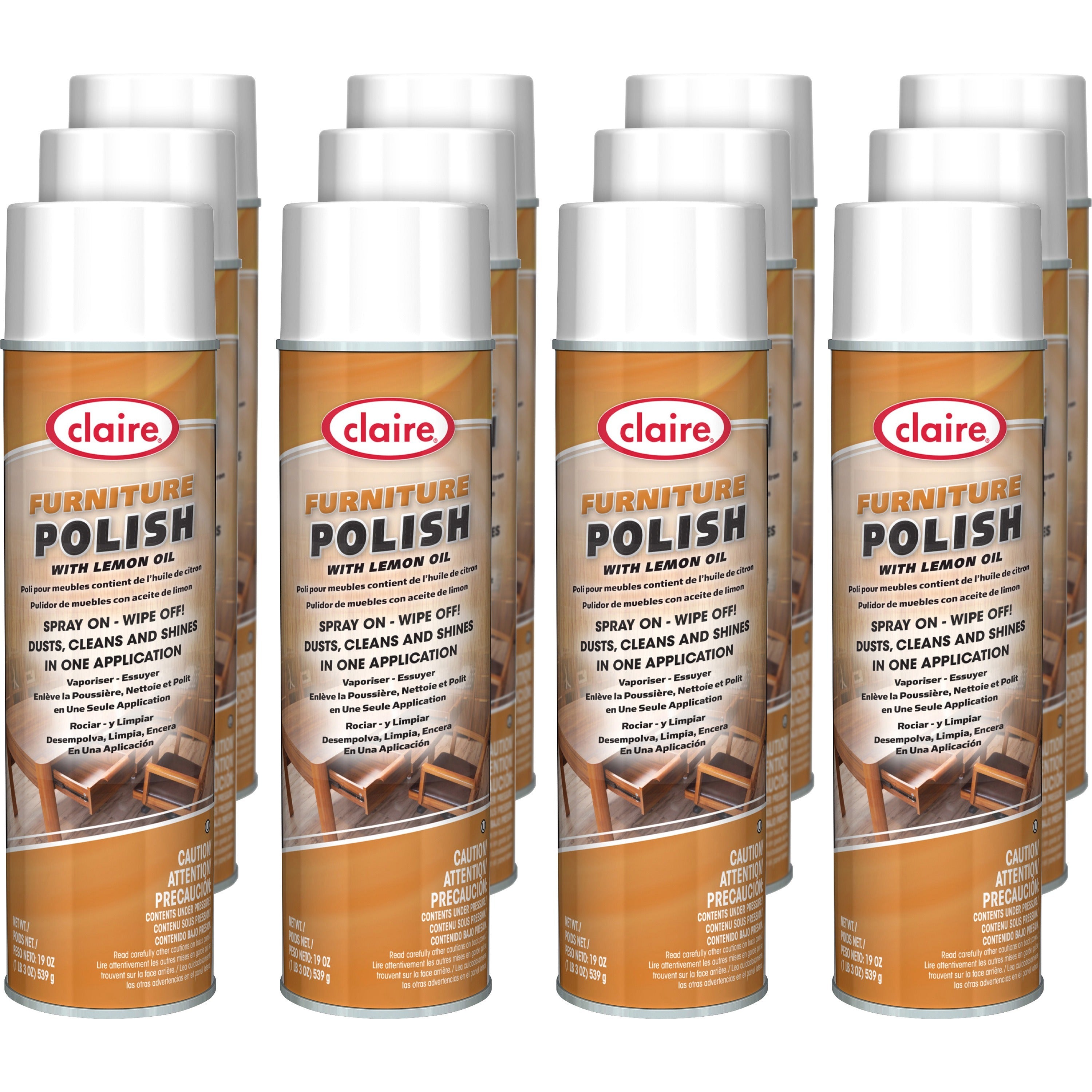 claire-multi-surface-furniture-polish-19-oz-119-lb-fresh-lemon-scent-12-carton-dust-free-pleasant-scent-easy-to-use-brown_cgccl811ct - 1