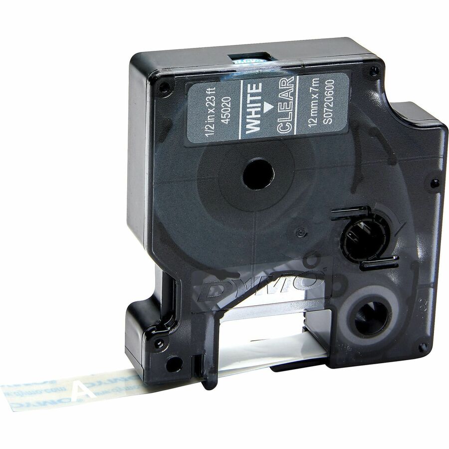 Dymo D1 Self Adhesive Tape Cassette - 15/32" Width - Rectangle - Thermal Transfer - Glossy - Transparent, White