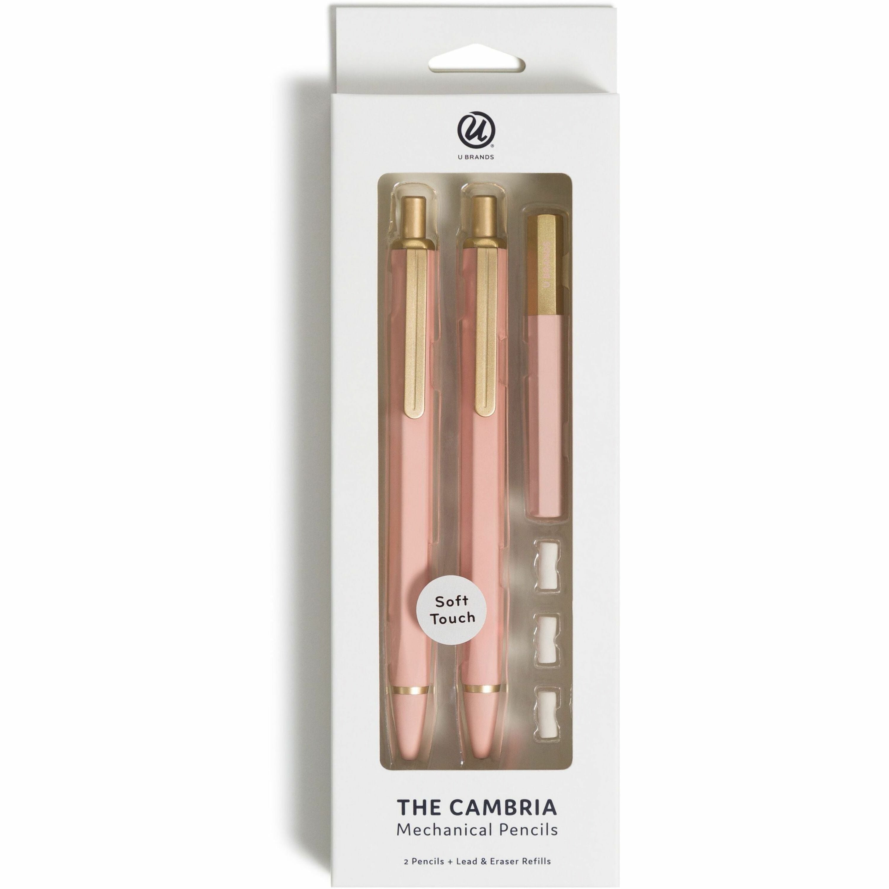 u-brands-cambria-mechanical-pencils-#2-lead-refillable-matte-blush-barrel-1-pack_ubr2412u0424 - 1