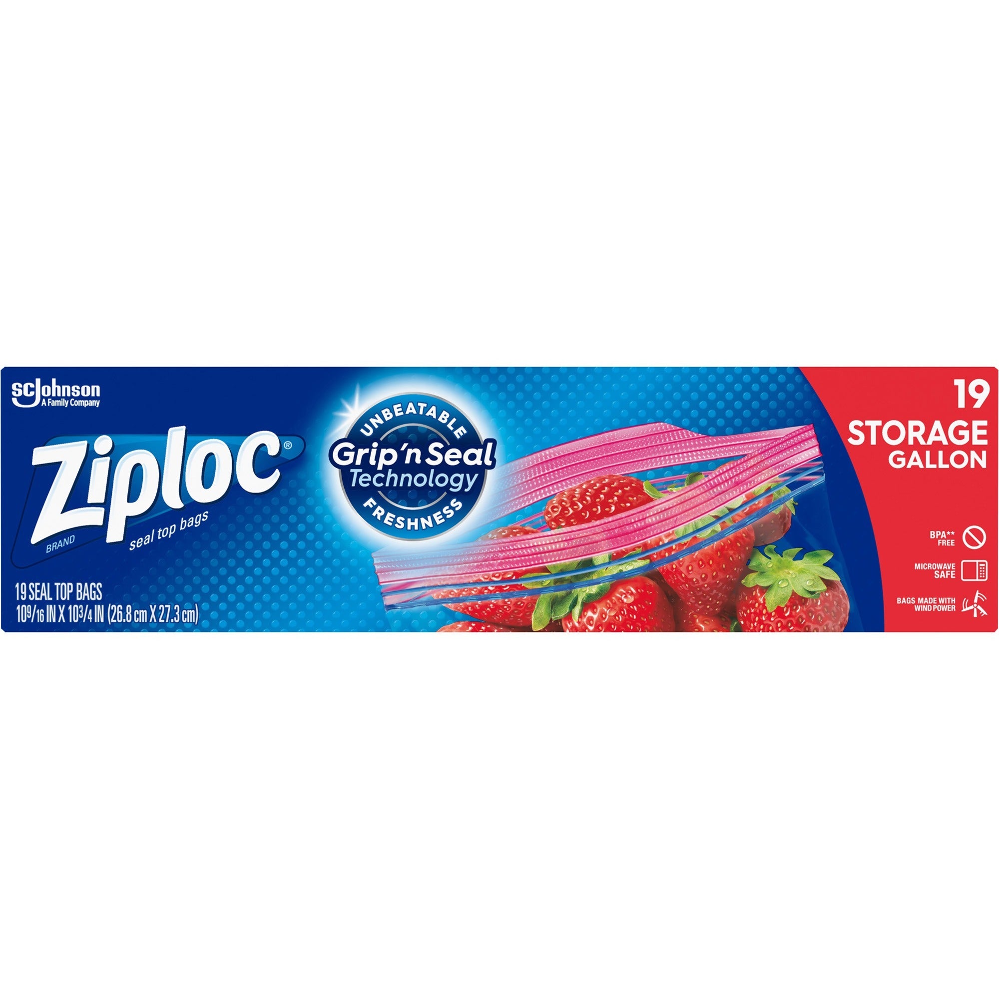 Ziploc Gallon Storage Bags - 1 gal Capacity - Clear - Plastic - 12/Carton - Storage, Vegetables, Fruit, Cosmetics, Yarn - 2