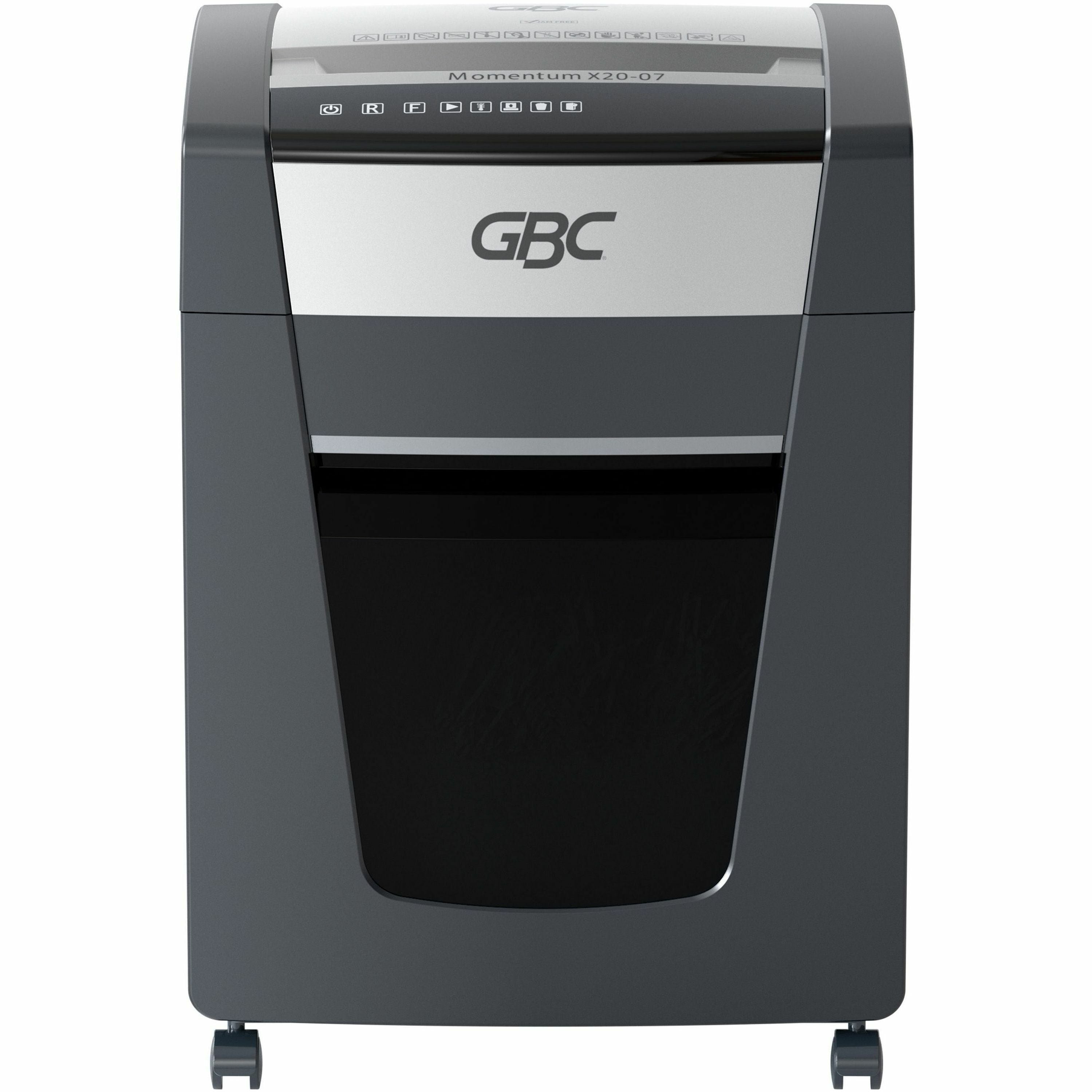 gbc-momentum-paper-shredder-x20-07-micro-cut-p-4-anti-jam-20-sheets-continuous-shredder-micro-cut-20-per-pass-for-shredding-paper-clip-paper-junk-mail-staples-p-4-9-throat-4-hour-run-time-7-gal-wastebin-capacity-black_gbcwsm177001 - 2