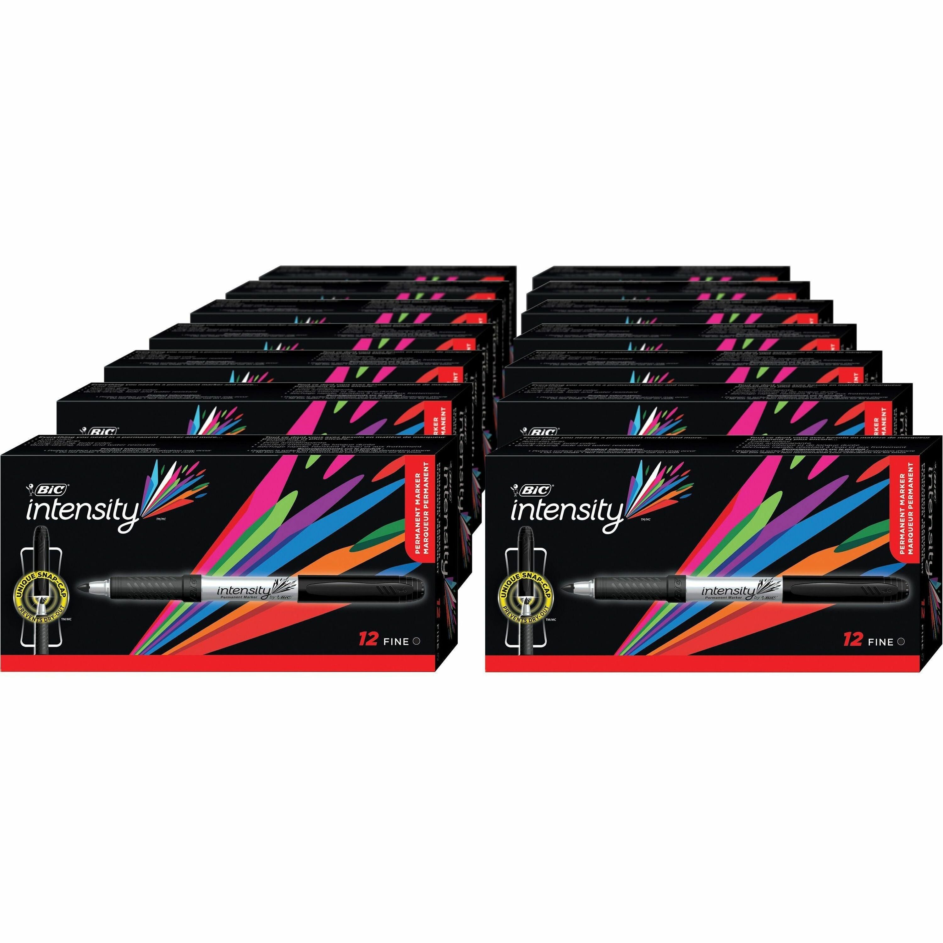 bic-mark-it-fine-point-permanent-markers-fine-marker-point-retractable-black-silver-barrel-18-carton_bicgpm11bkct - 1