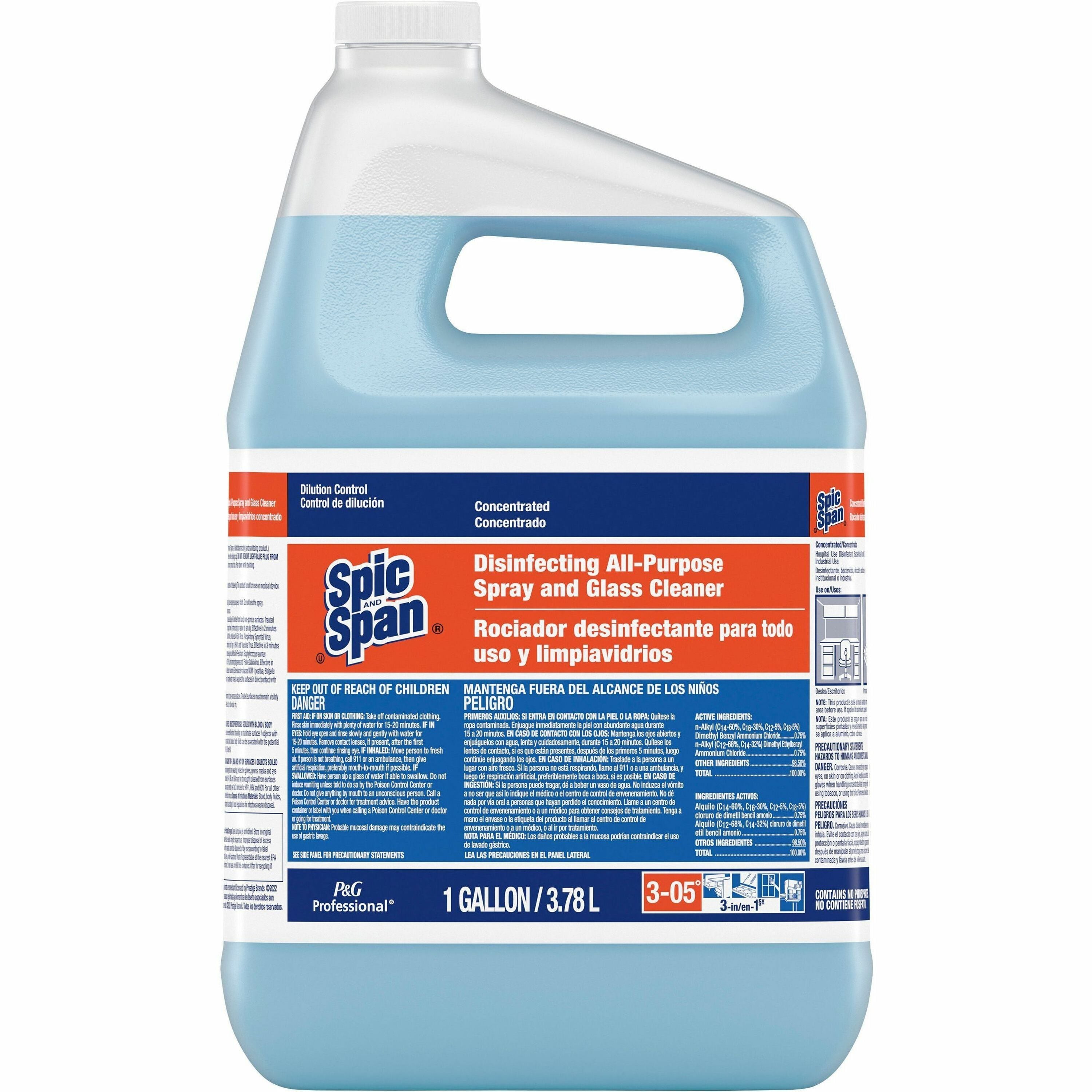 Spic and Span Concentrated Cleaner - Ready-To-Use/Concentrate - 128 fl oz (4 quart) - 2 / Carton - Heavy Duty, Streak-free, Disinfectant - Blue