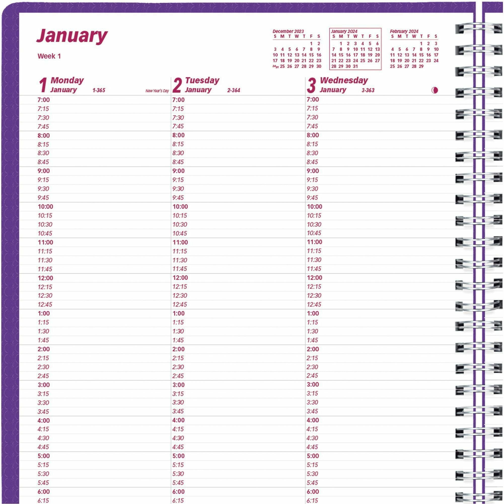 brownline-duraflex-weekly-appointment-planner-weekly-12-month-january-2024-december-2024-700-am-to-845-pm-quarter-hourly-monday-friday-700-am-to-545-pm-quarter-hourly-saturday-2-week-double-page-layout-8-1-2-x-11-sheet_redcb950vpur - 3