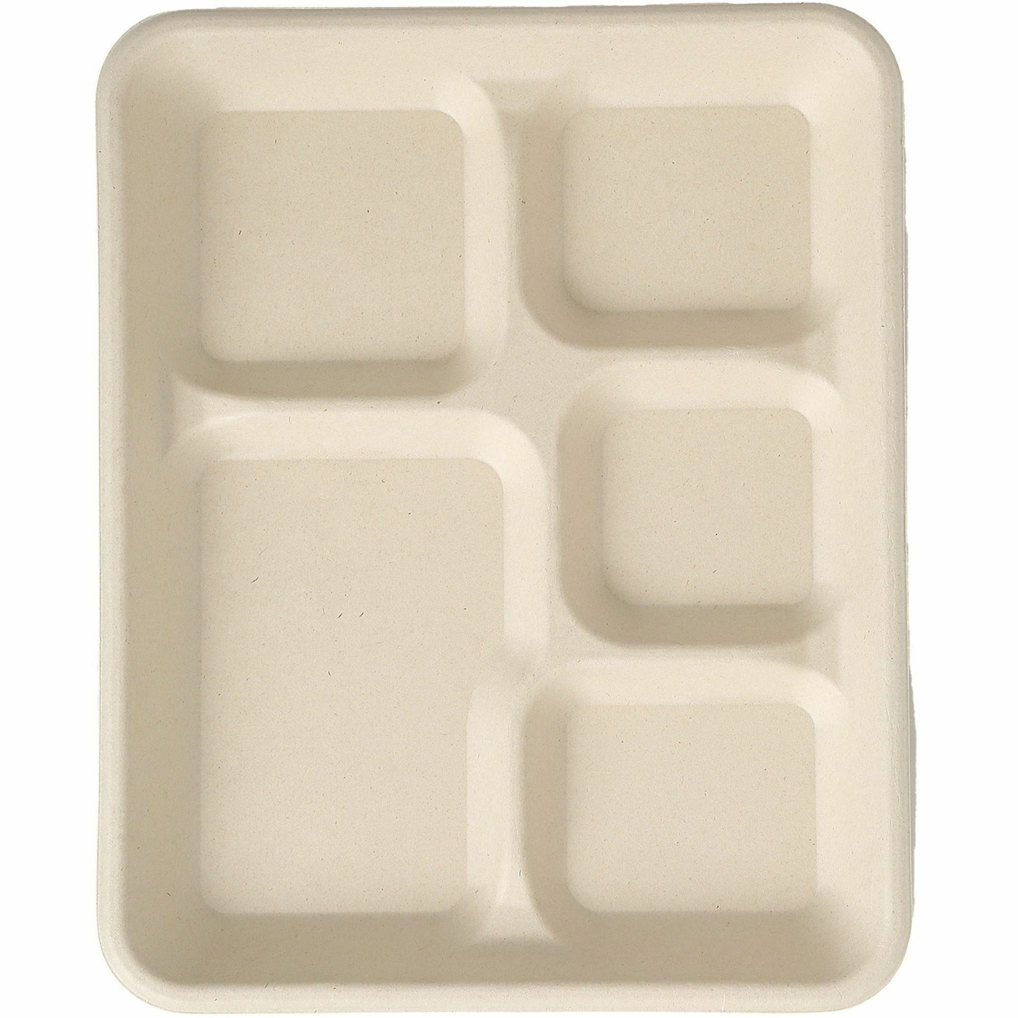 blutable-8x10-5-compartment-lunch-trays-food-natural-molded-fiber-sugarcane-fiber-body-500-carton_rmlmf5c - 2