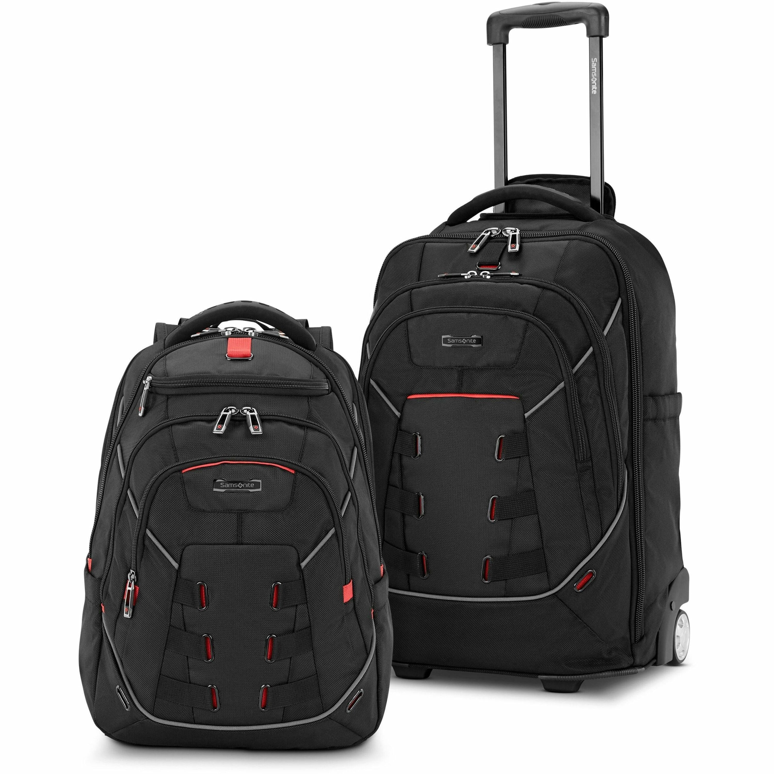 Samsonite Tectonic Nutech Carrying Case Rugged (Backpack) for 11" to 15.6" Notebook, Tablet, Water Bottle, Umbrella - Black - Water Resistant - 1680D Ballistic Polyester - Nylon, Polyester Exterior Material - Handle, Shoulder Strap, Telescoping Handl