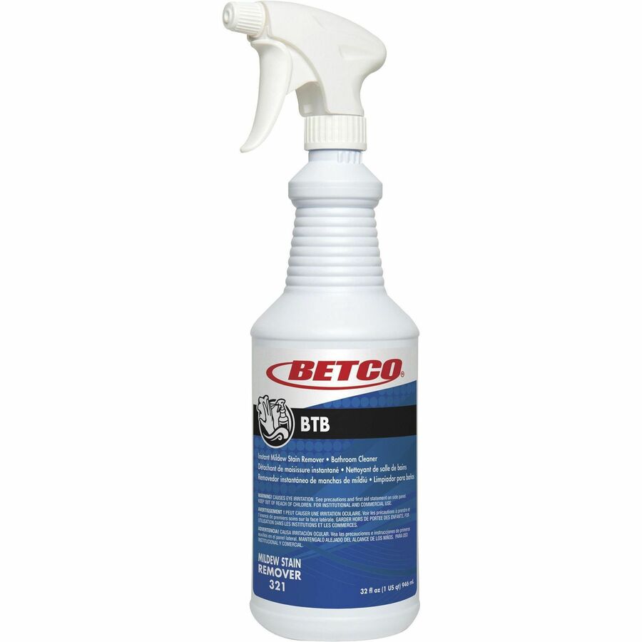 Betco BTB Instant Mildew Stain Remover - Concentrate - 32 oz (2 lb) - 12 / Carton - Amber - 2