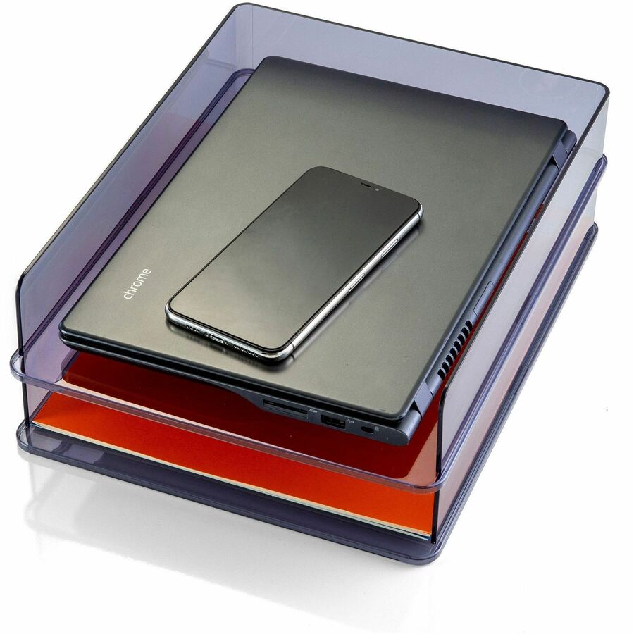 officemate-stackable-letter-trays-made-from-recycled-bottles-2pk-28-height-x-128-width-x-102-depthdesktop-stackable-translucent-gray-plastic-2-pack_oic21040 - 2