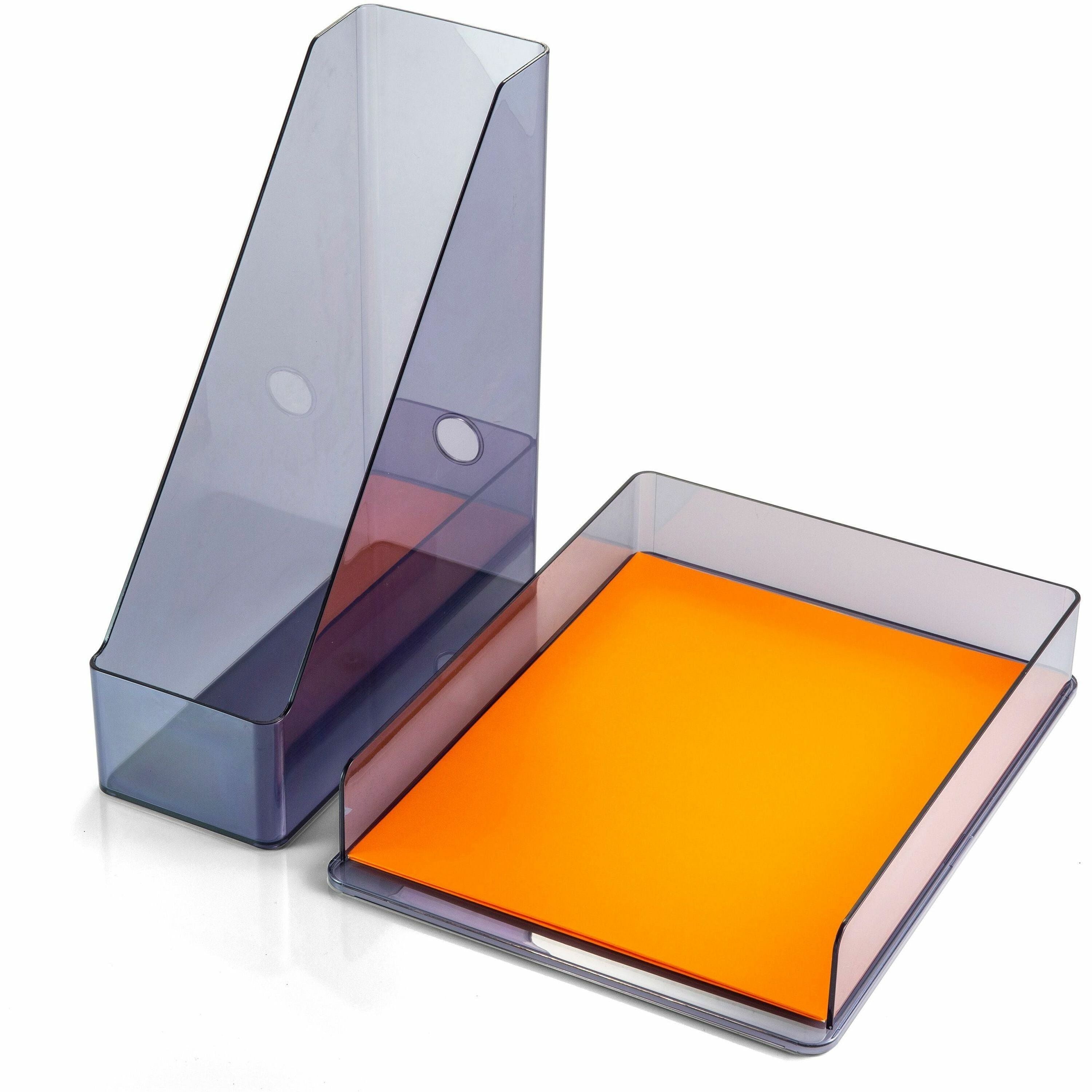 officemate-recycled-letter-tray-&-file-desktop-set-desktop-front-loading-durable-sturdy-translucent-gray-plastic-1-each_oic26115 - 1
