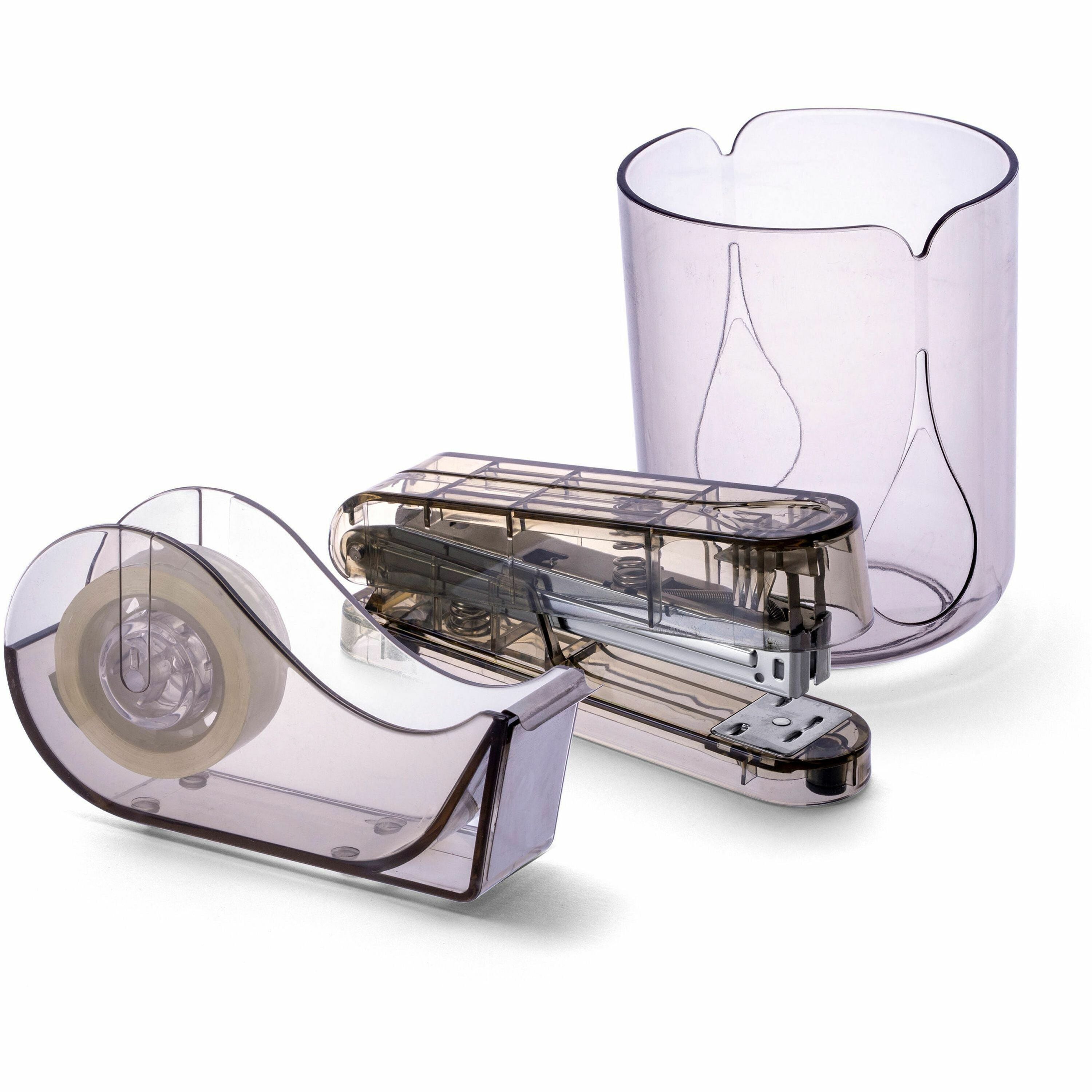 officemate-3-piece-desktop-organizer-set-desktop-durable-sturdy-translucent-gray-plastic-1-each_oic97712 - 1