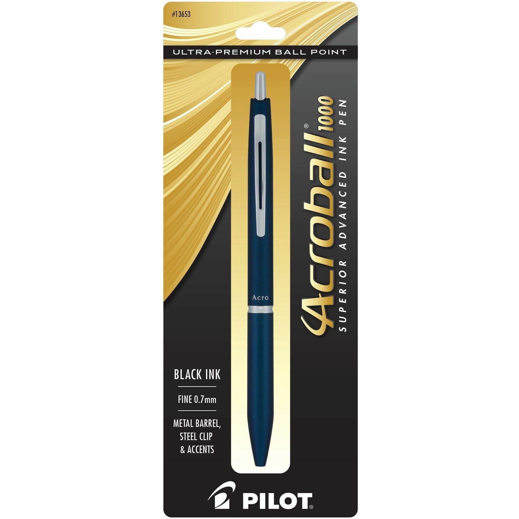acroball-ballpoint-pen-fine-pen-point-07-mm-pen-point-size-refillable-retractable-black-gel-based-ink-navy-metal-barrel-tungsten-carbide-tip_pil13653 - 1