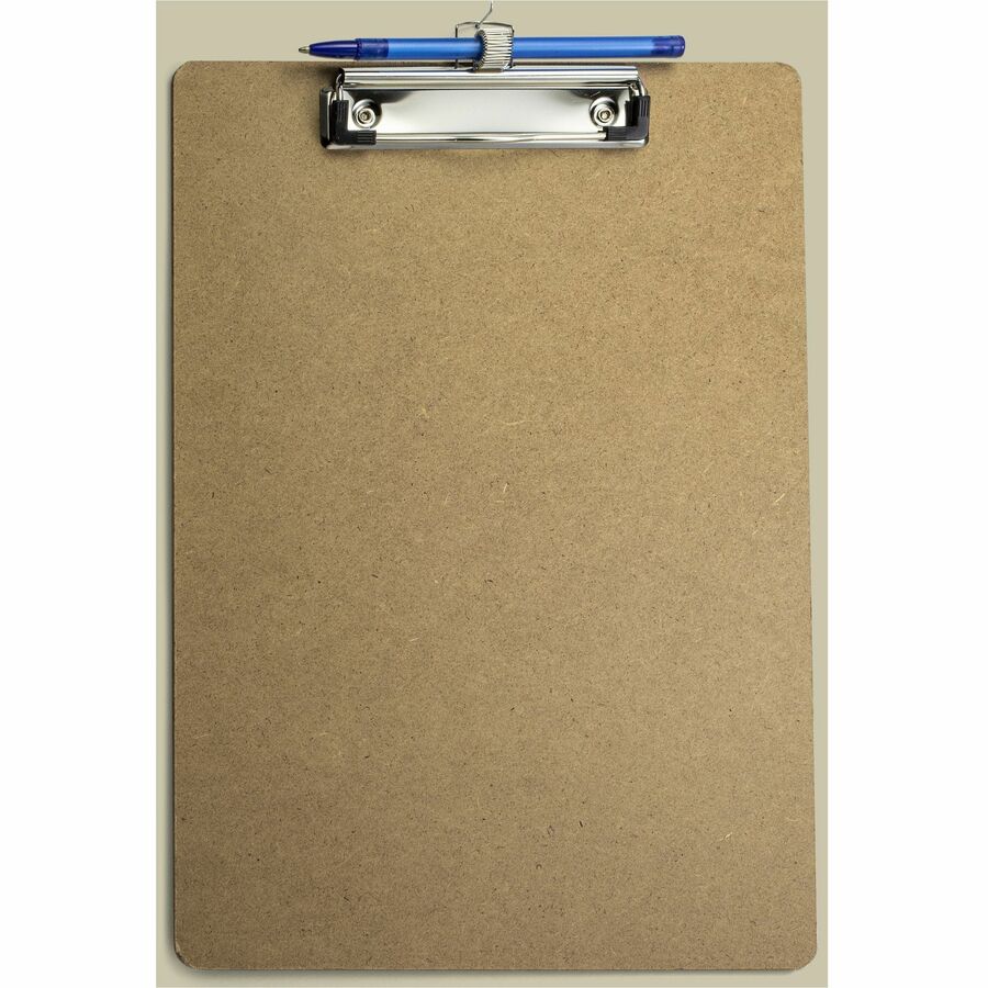 Officemate Low Profile Wood Letter Size Clipboard w Pen Holder / 6 Pack - 11" x 8 1/2" - Wood - Brown - 6 Pack - 3