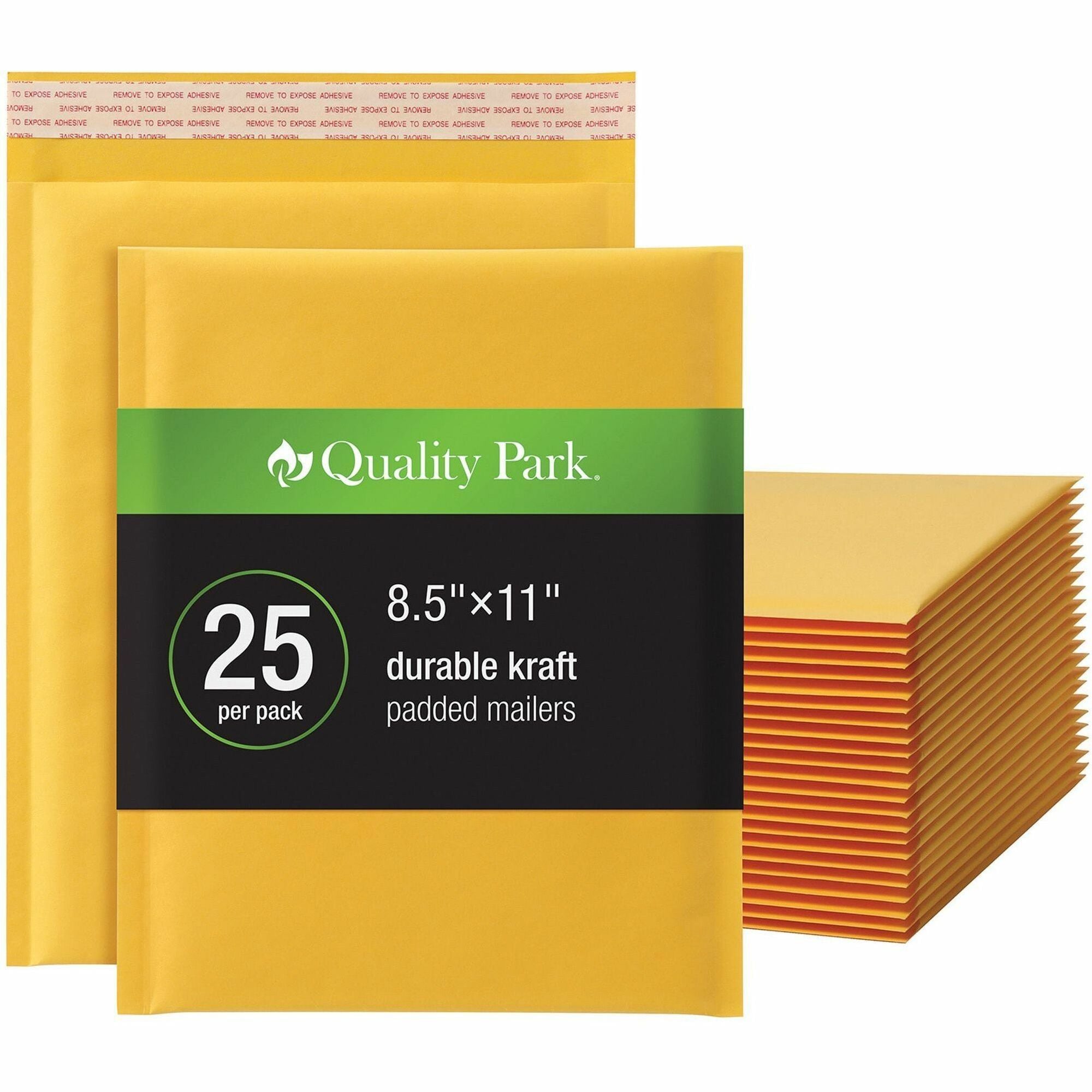 quality-park-bubble-mailers-bubble-8-1-2-width-x-11-length-strip-25-box-brown-kraft_qua85759 - 1