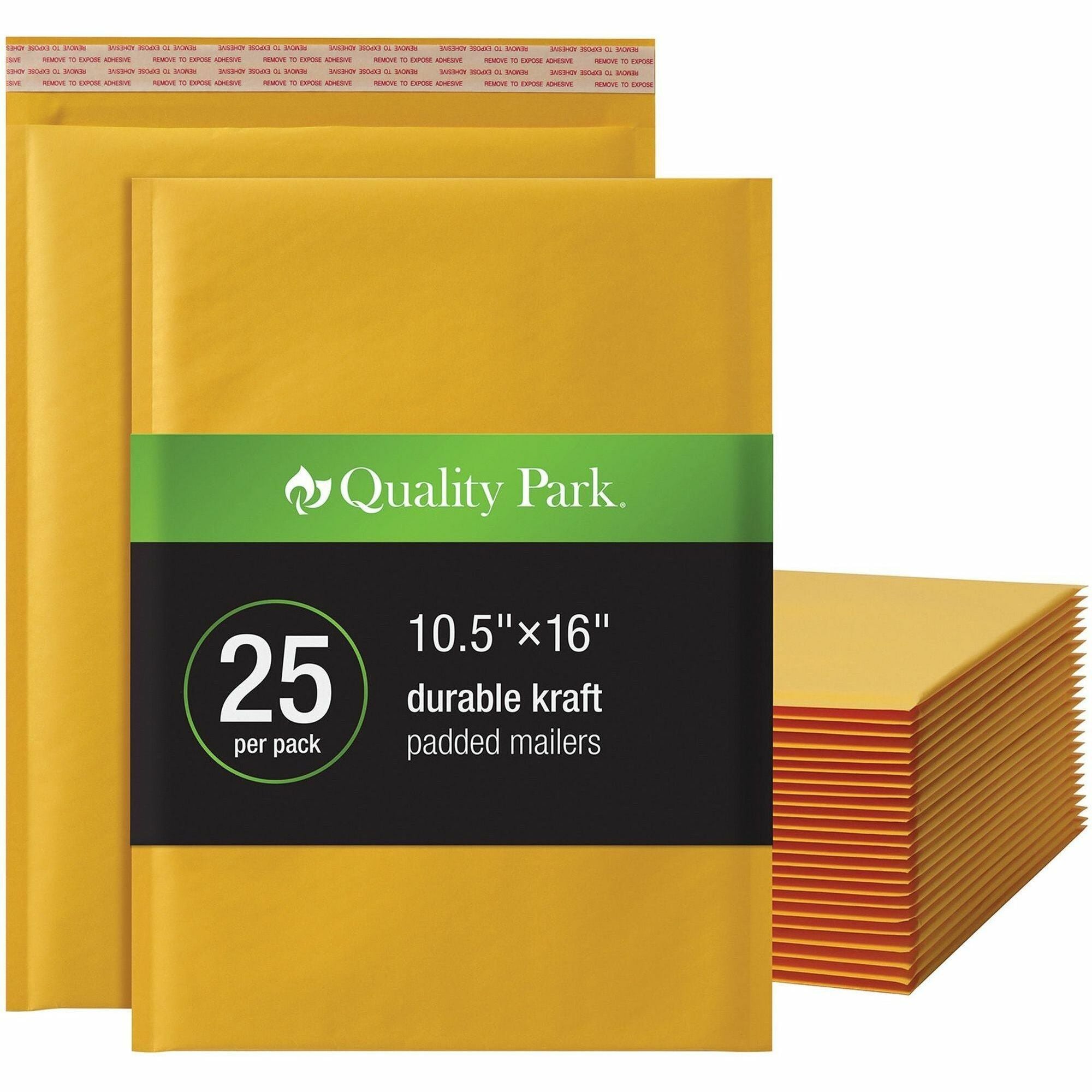 quality-park-bubble-mailers-bubble-10-1-2-width-x-15-length-strip-25-box-brown-kraft_qua85763 - 1