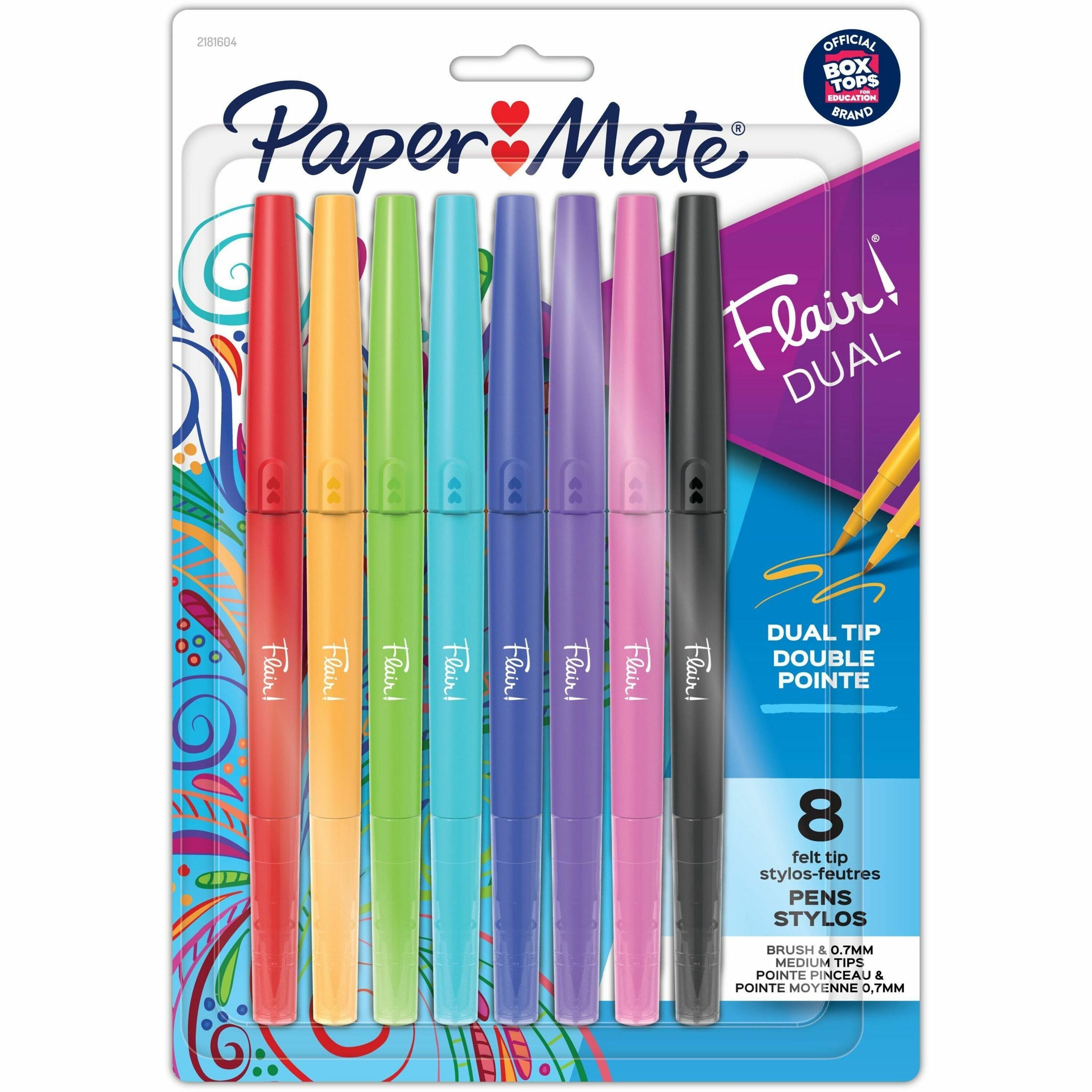 Paper Mate Flair Duo Pens - Medium Pen Point - 0.7 mm Pen Point Size - Assorted - 8 / Pack